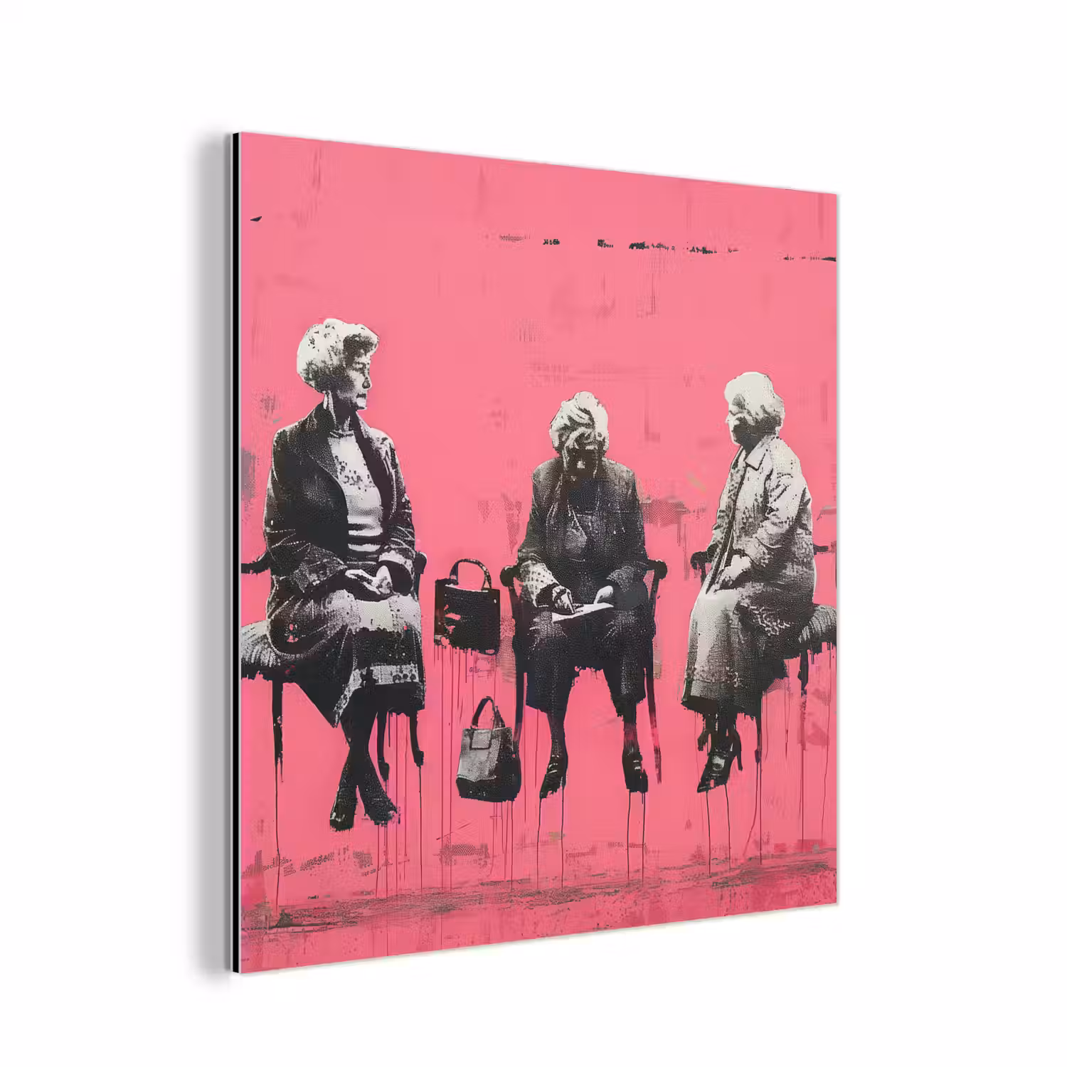 Graffiti - Vintage - Zwart - Street art - Roze - Banksy aluminium wit klein -3d