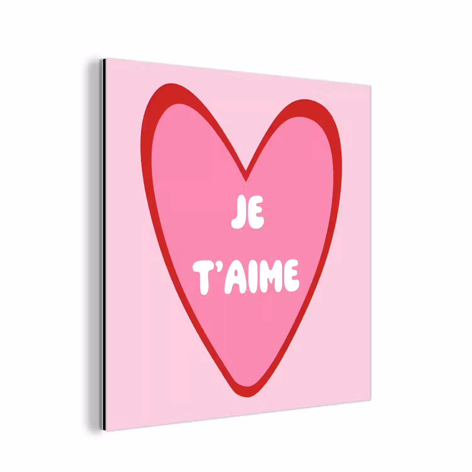 Hart - Frans - Valentijn - Roze aluminium wit klein -3d
