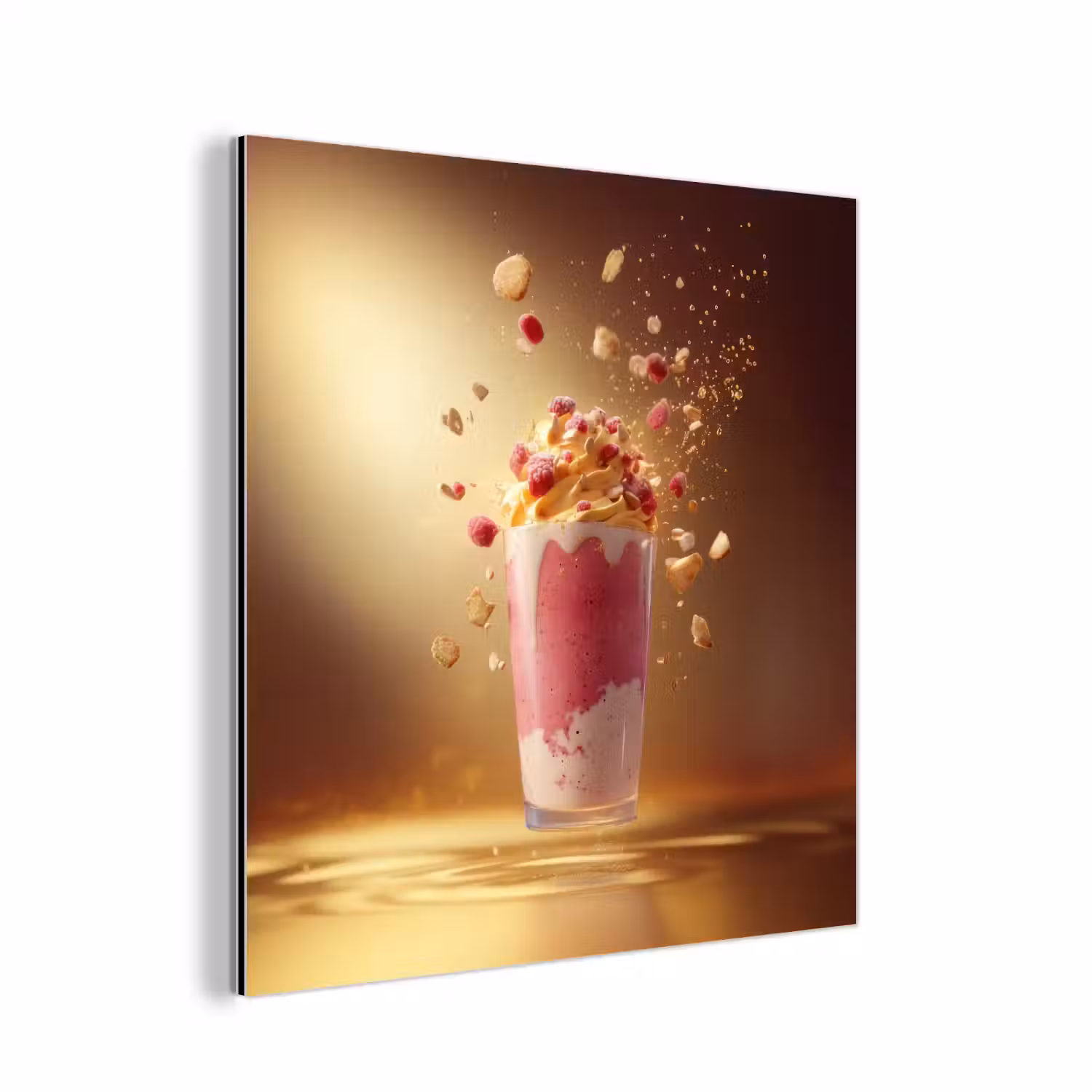Framboos - Smoothie - Drinken - Roze aluminium wit klein -3d