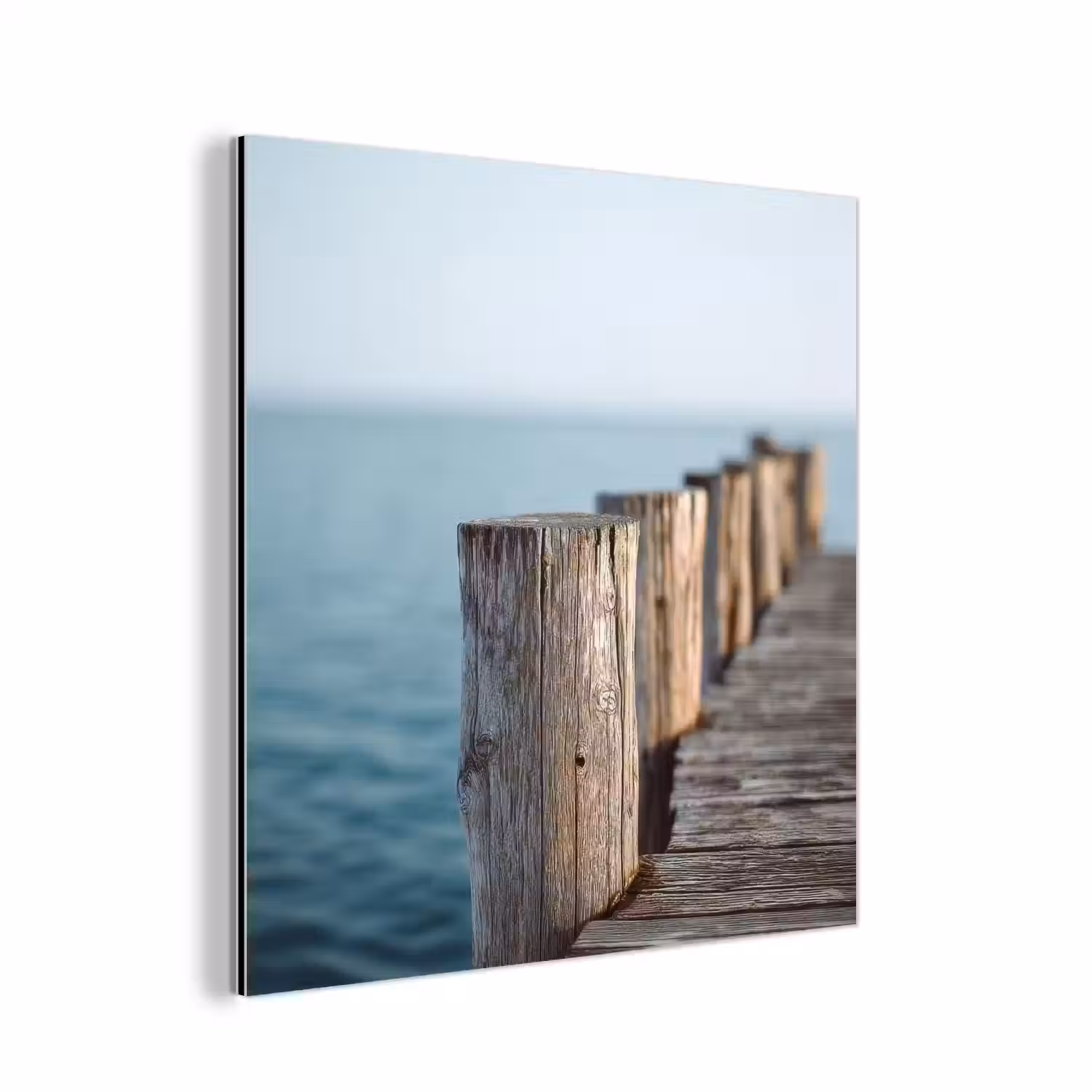 Houten steiger - Helderblauwe lucht aluminium wit klein -3d