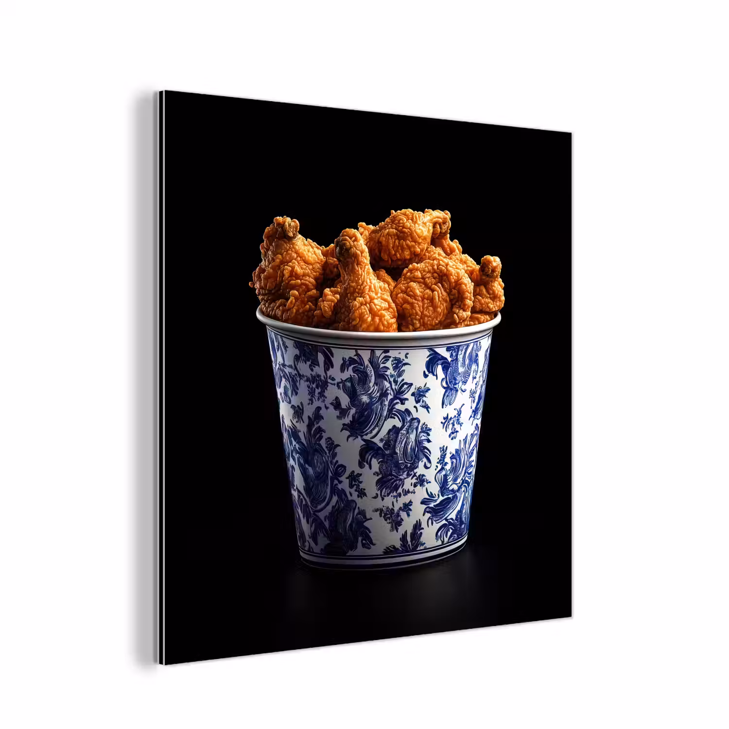 Kip - Bucket - Delfts blauw - Lekker aluminium wit klein -3d