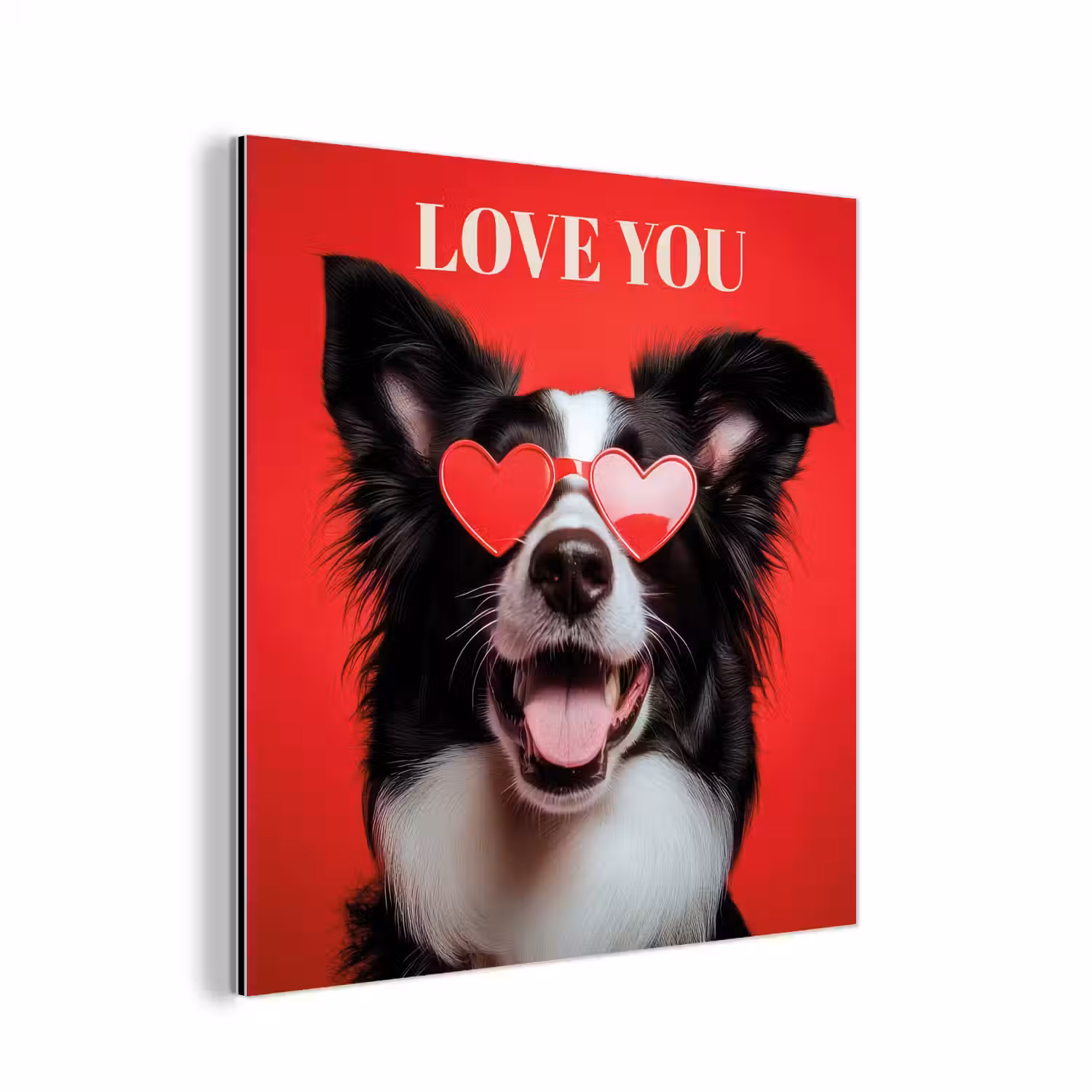 Hond - Hartjesbril - Loveyou - Rood aluminium wit klein -3d