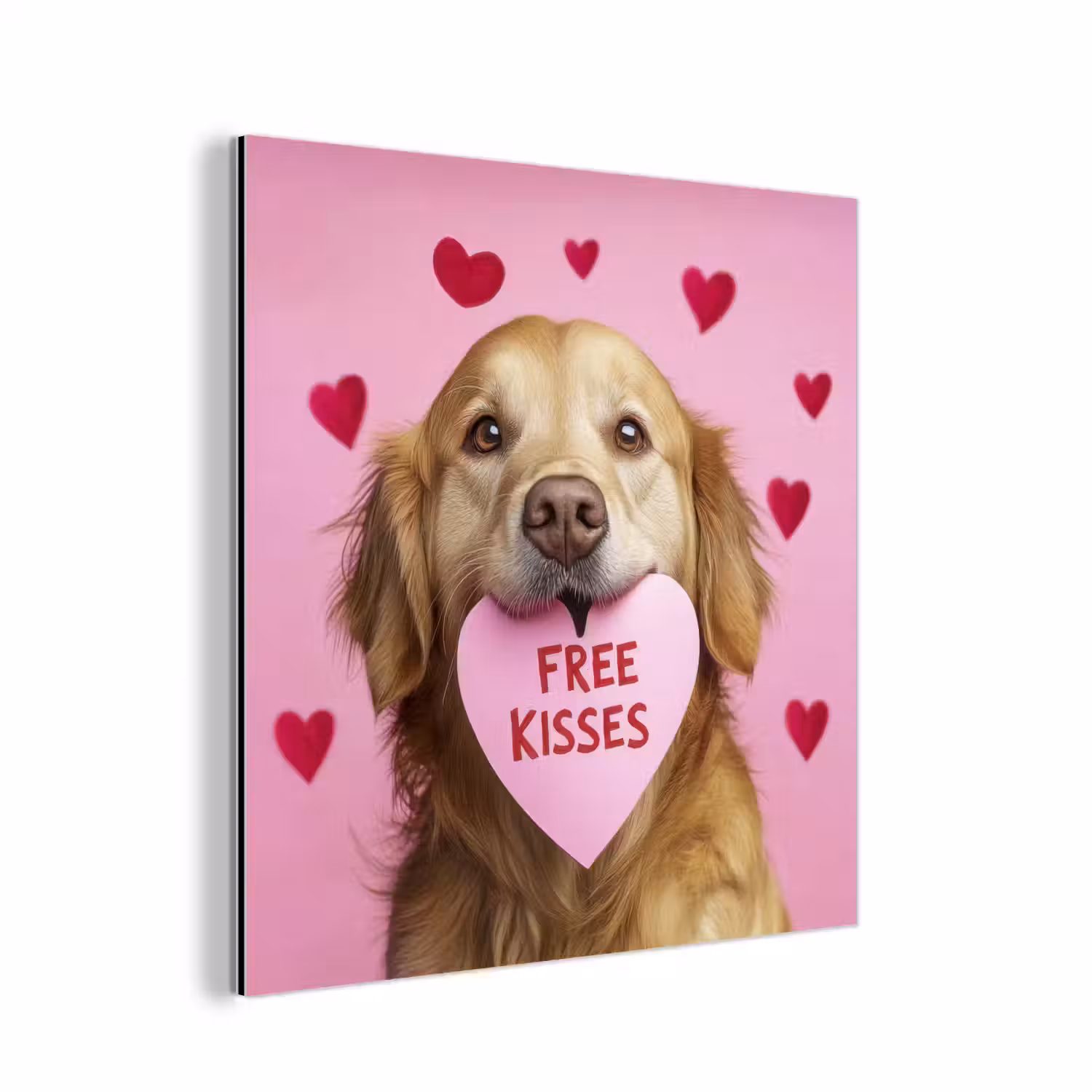 Hond - Kiss- Valentijn - Hartjes aluminium wit klein -3d