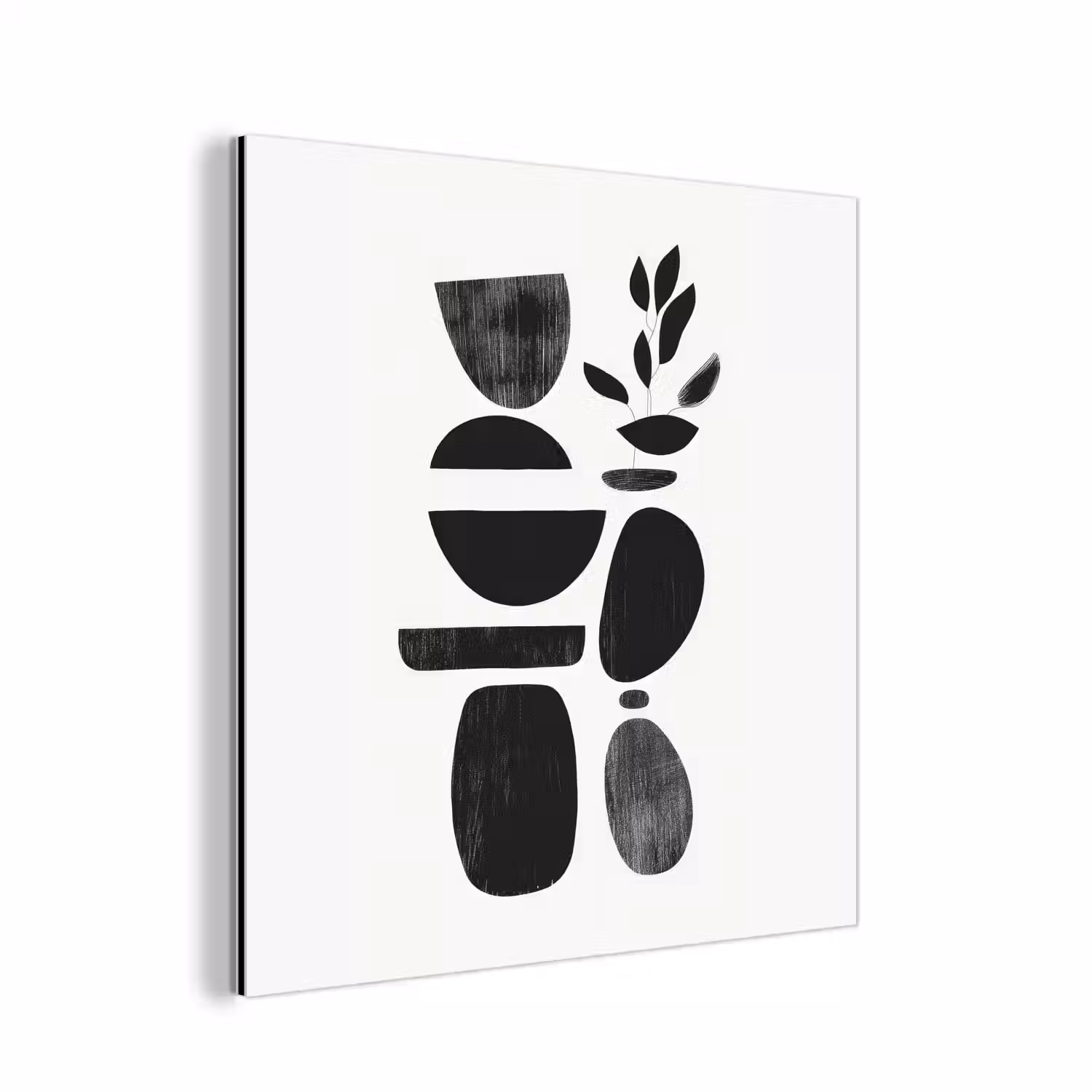 Japandi - Zwart - Abstract aluminium wit klein -3d