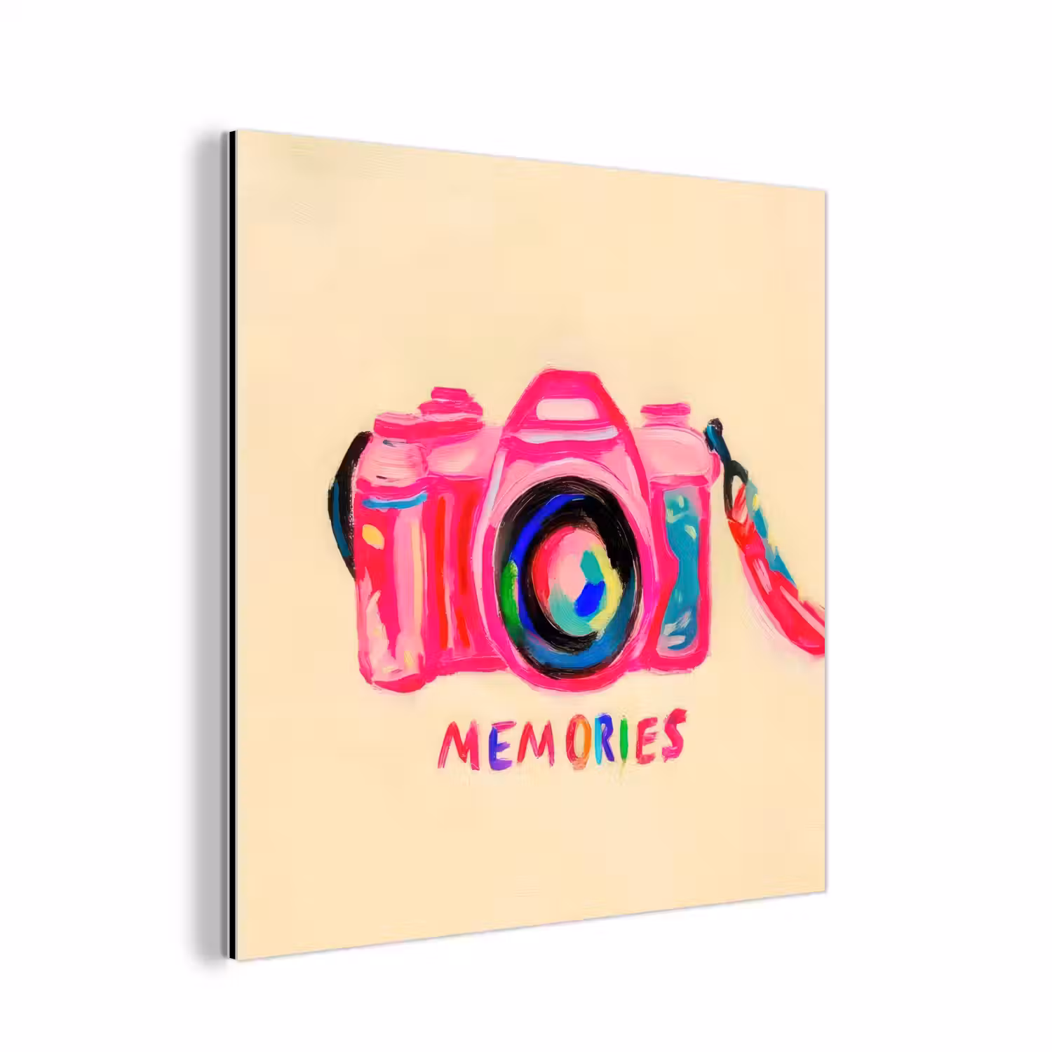 Camera - Memories - Roze - Geschilderd aluminium wit klein -3d