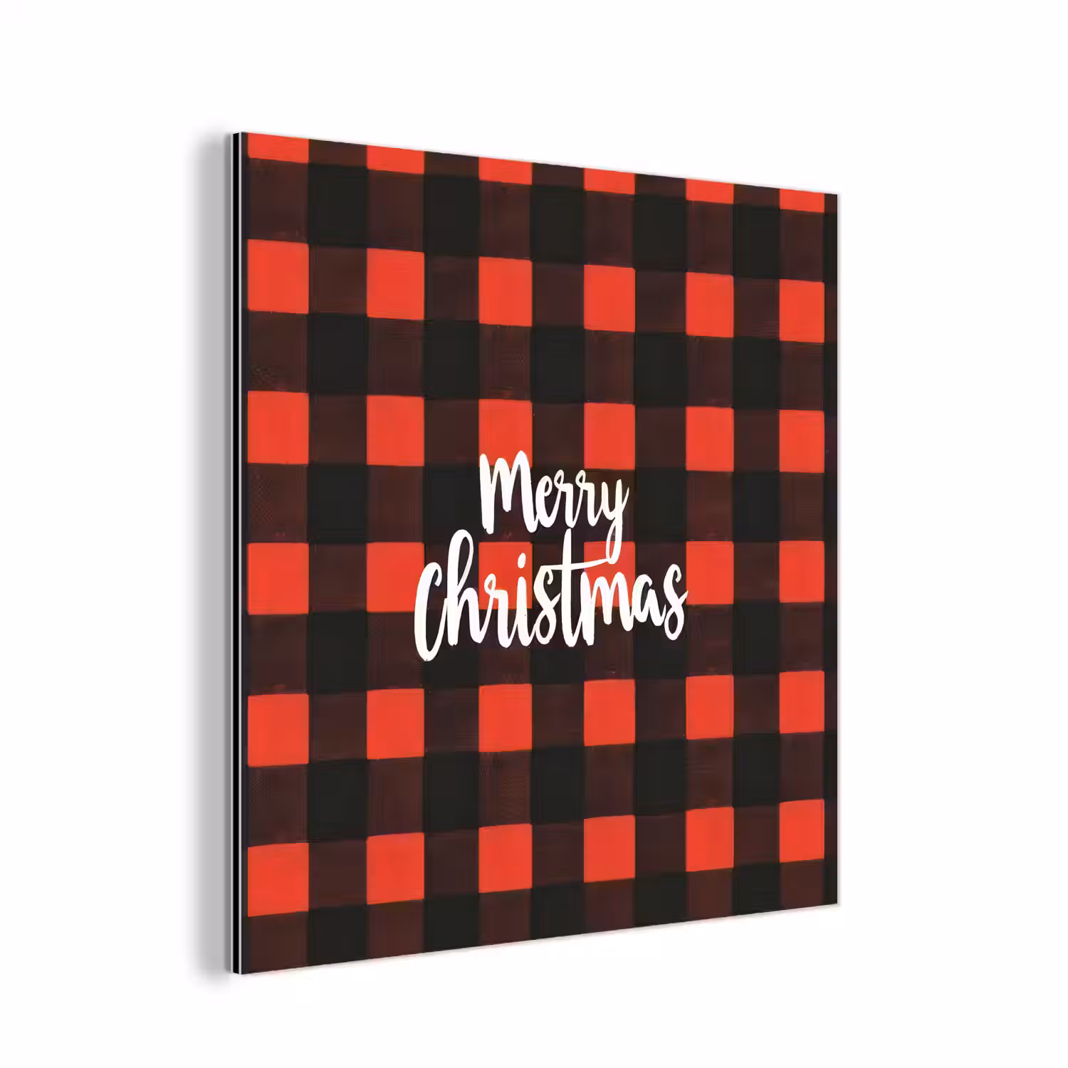 Geruit - Rood - Tekst - Christmas aluminium wit klein -3d