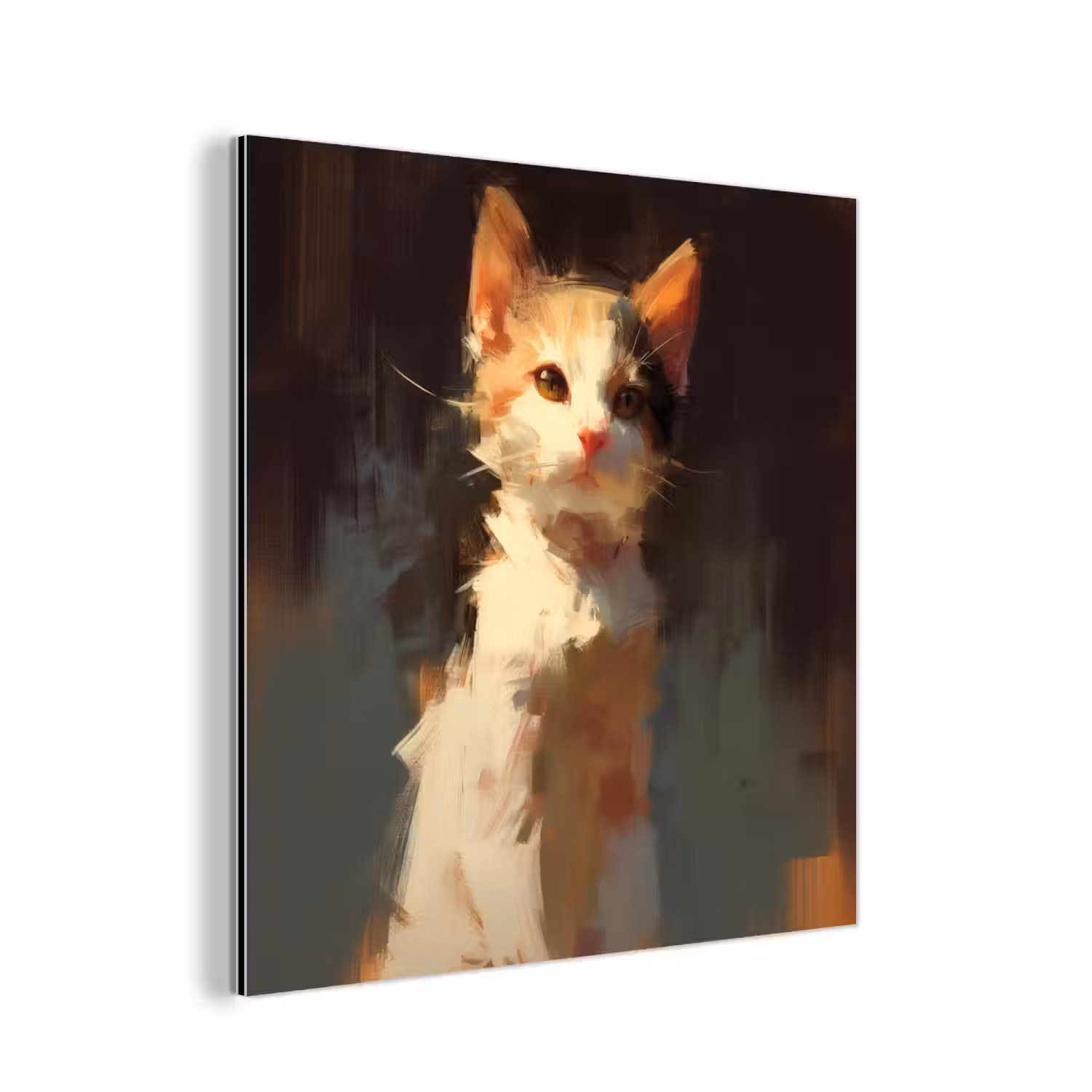 Kat - Geschilderd - Artistiek - Wit aluminium wit klein -3d