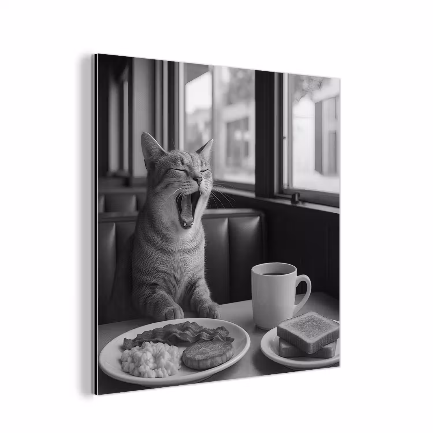 Kat - Koffie - Brood - Zwart aluminium wit klein -3d