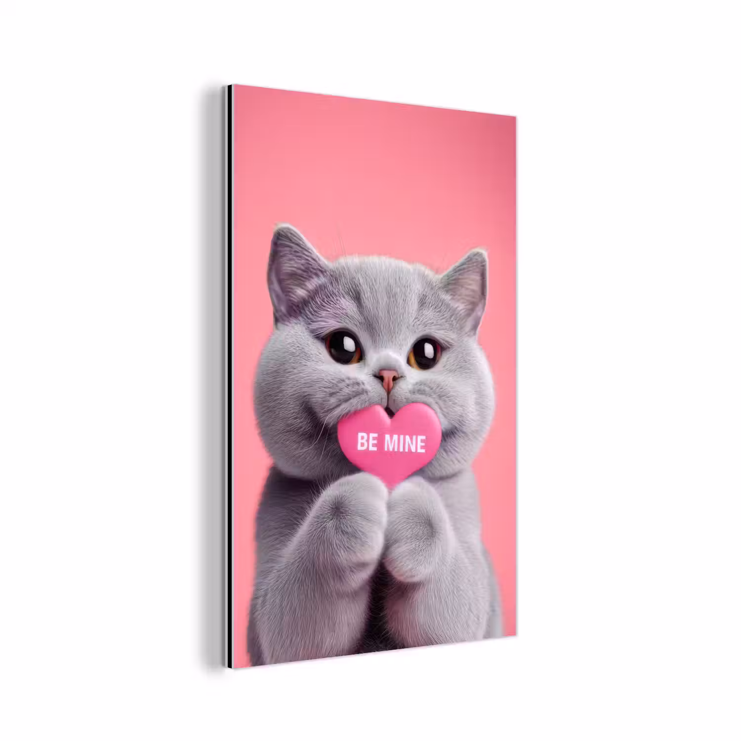 Kat - Valentijn - Roze - Liefde aluminium wit klein -3d