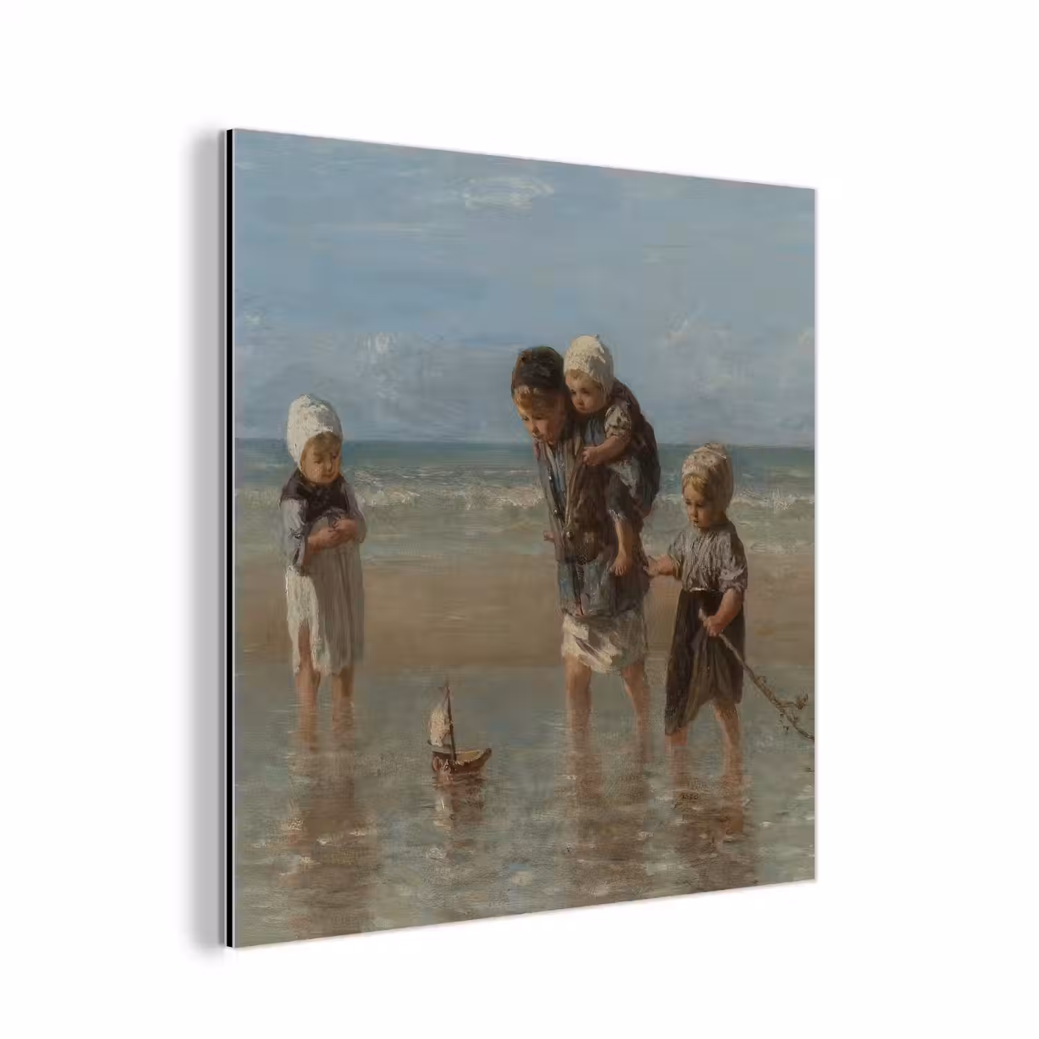 Kinderen der zee - Schilderij van Jozef Israëls aluminium wit klein -3d