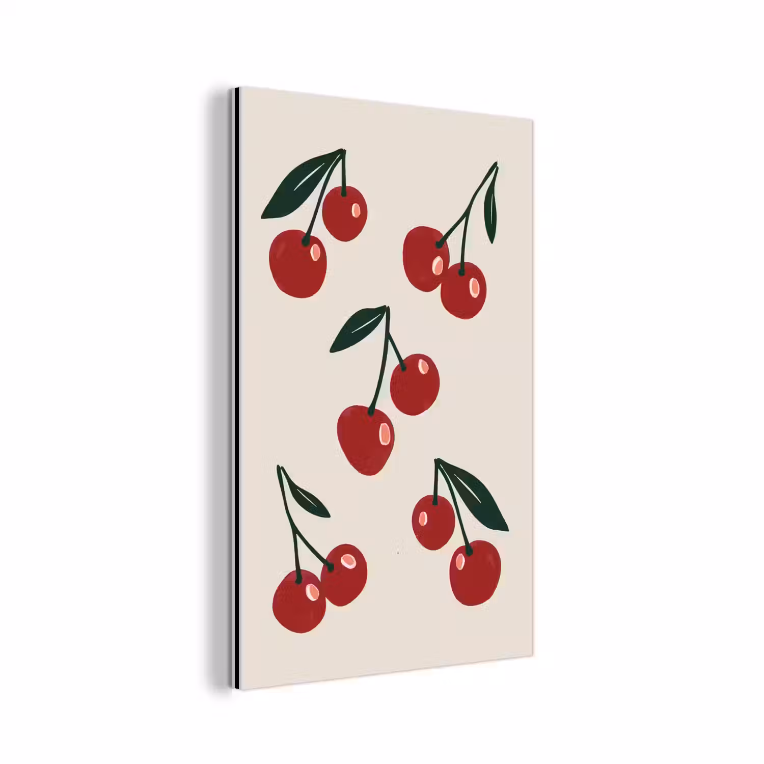 Kersen - Blaadjes - Rood aluminium wit klein -3d