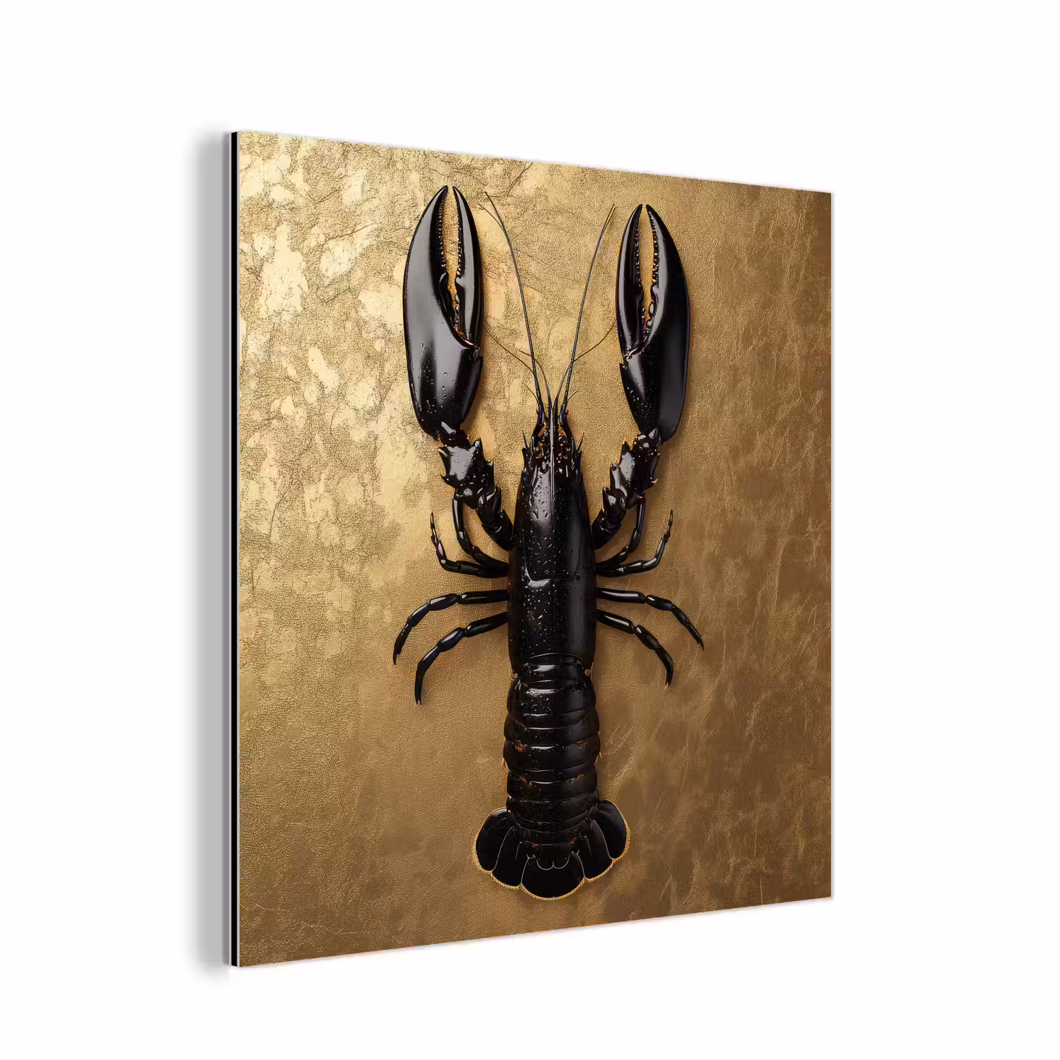 Kreeft - Zwart - Goud - Luxe aluminium wit klein -3d