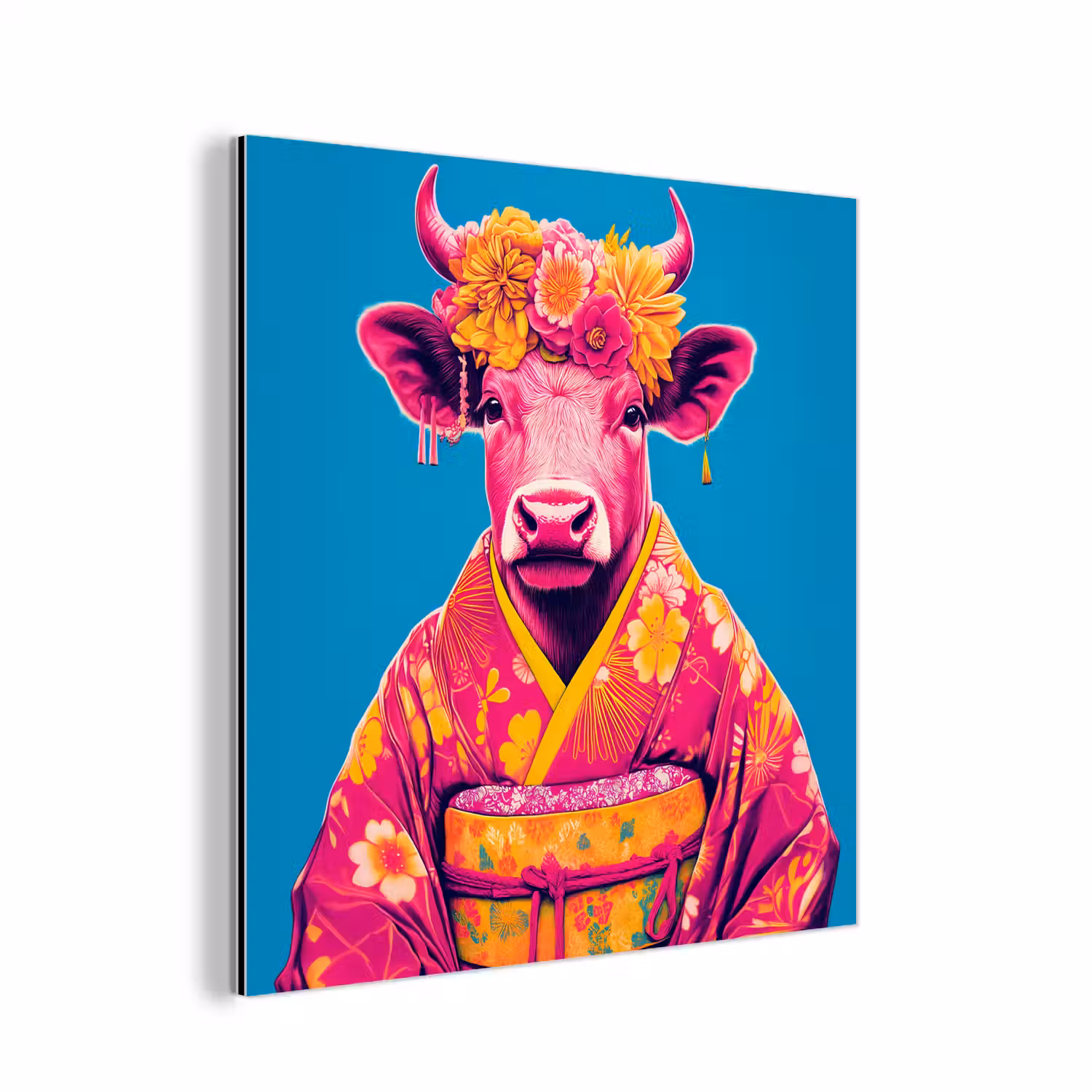Koe - Bloemenkrans - Oorhangers - Kimono aluminium wit klein -3d