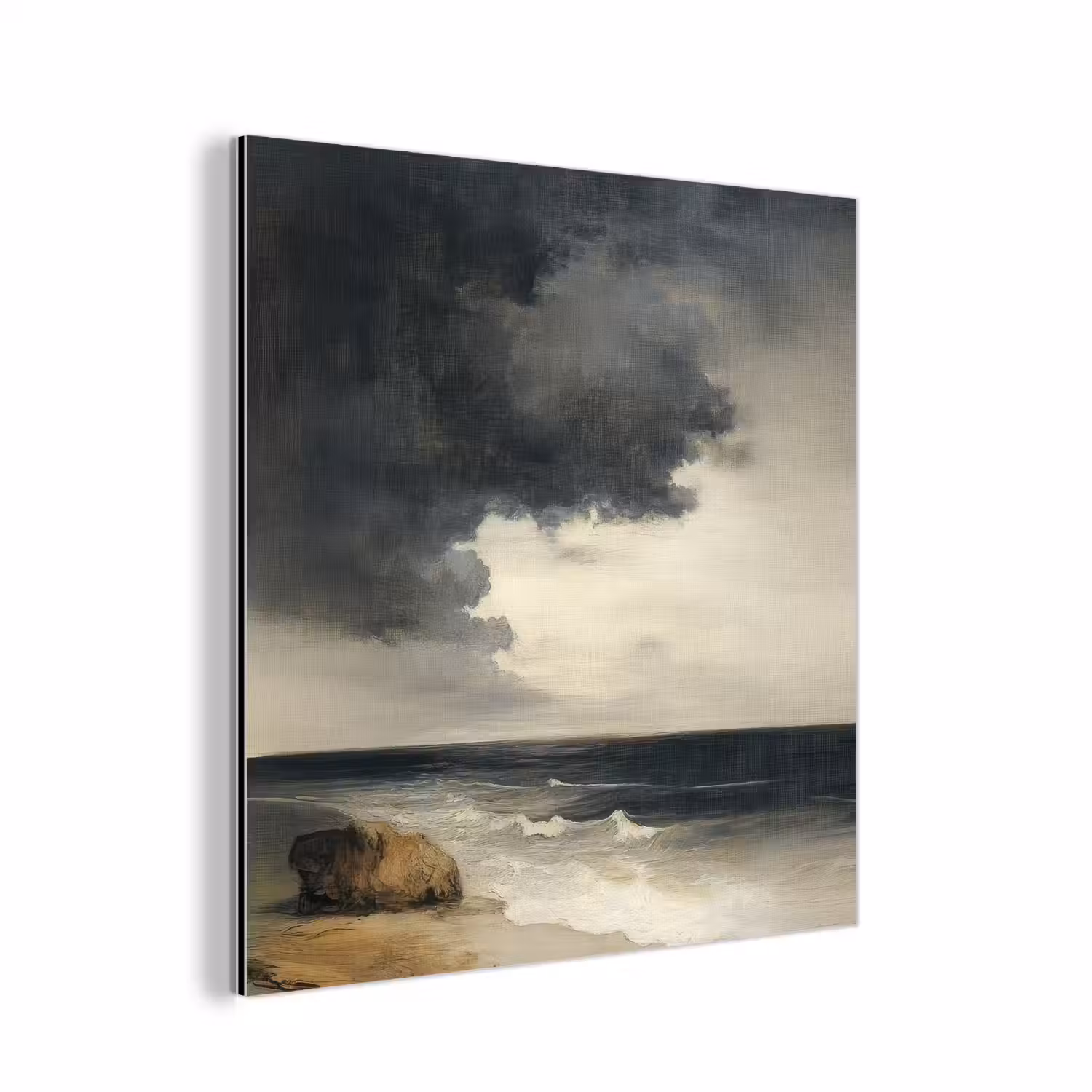Kust - Golven - Rots - Storm aluminium wit klein -3d