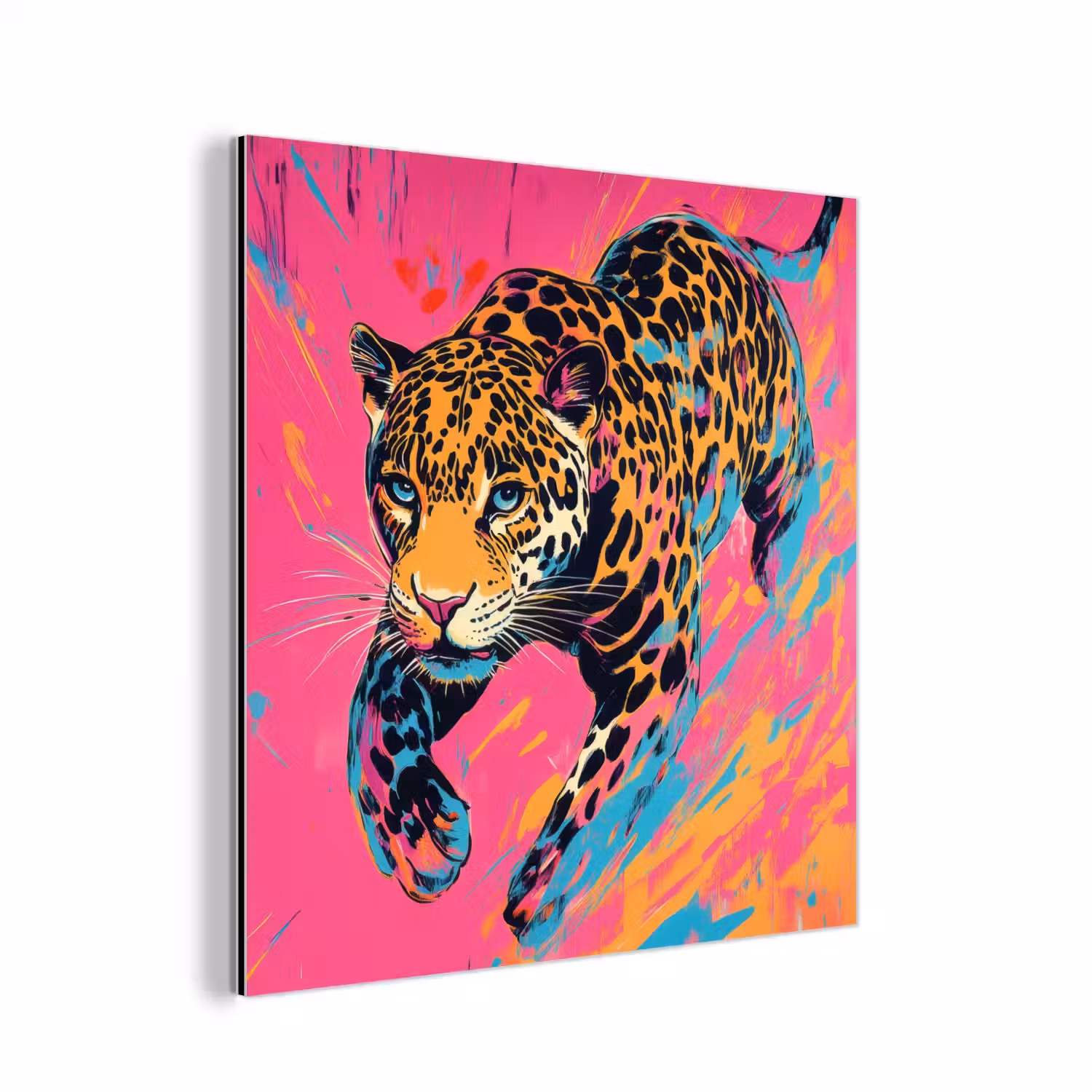 Luipaard - Roze - Oranje - Blauw - Verf aluminium wit klein -3d