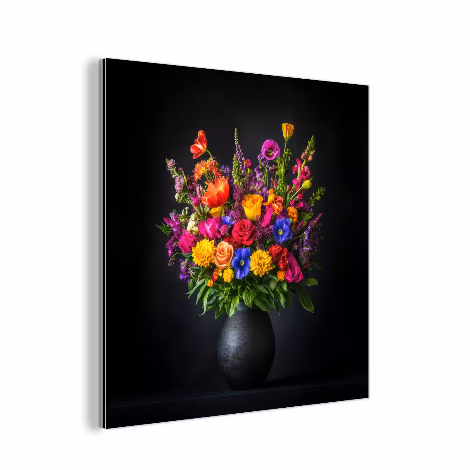 Felgekleurd - Bloemen - Vaas aluminium wit klein -3d