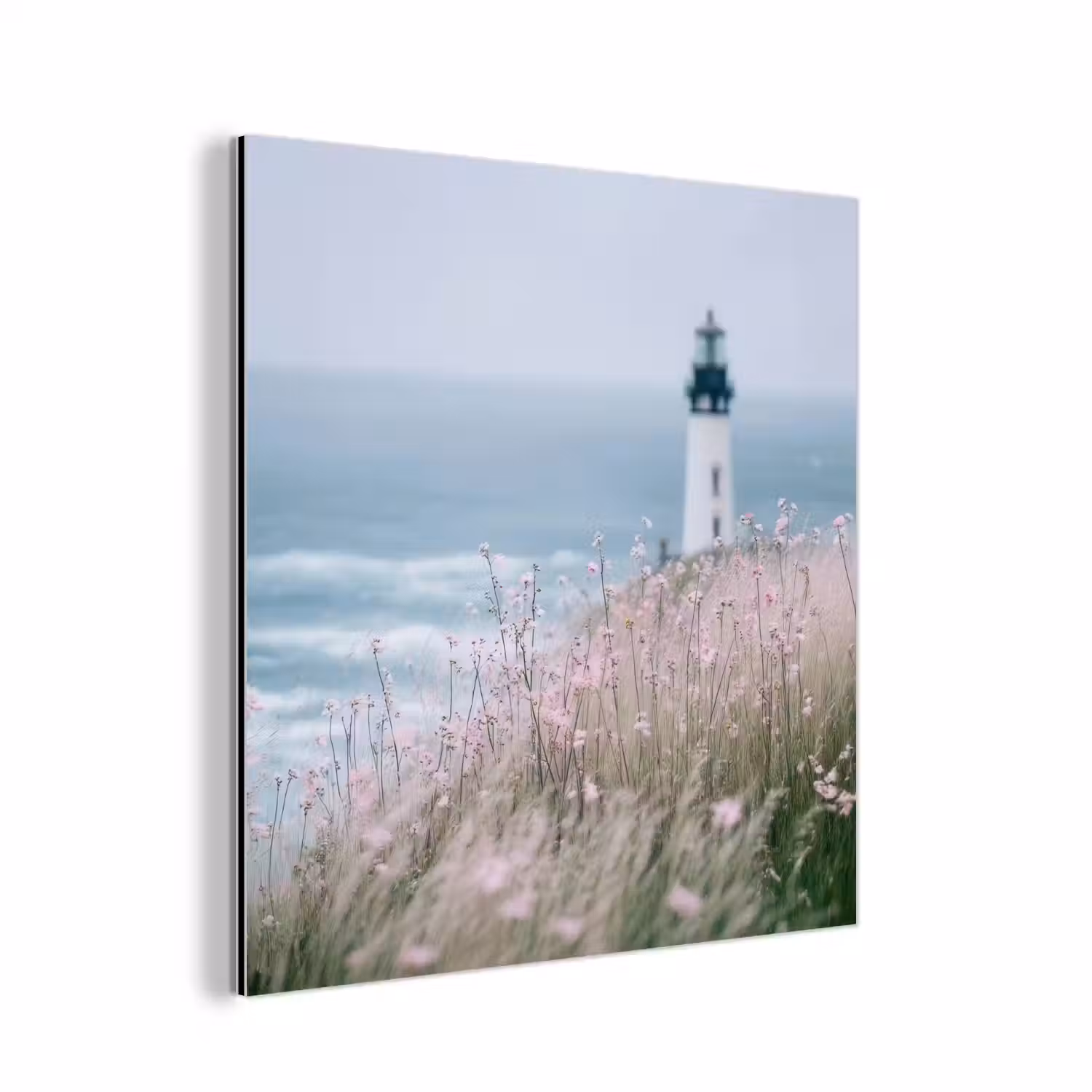 Vuurtoren - Klif - Zee - Bloemen aluminium wit klein -3d