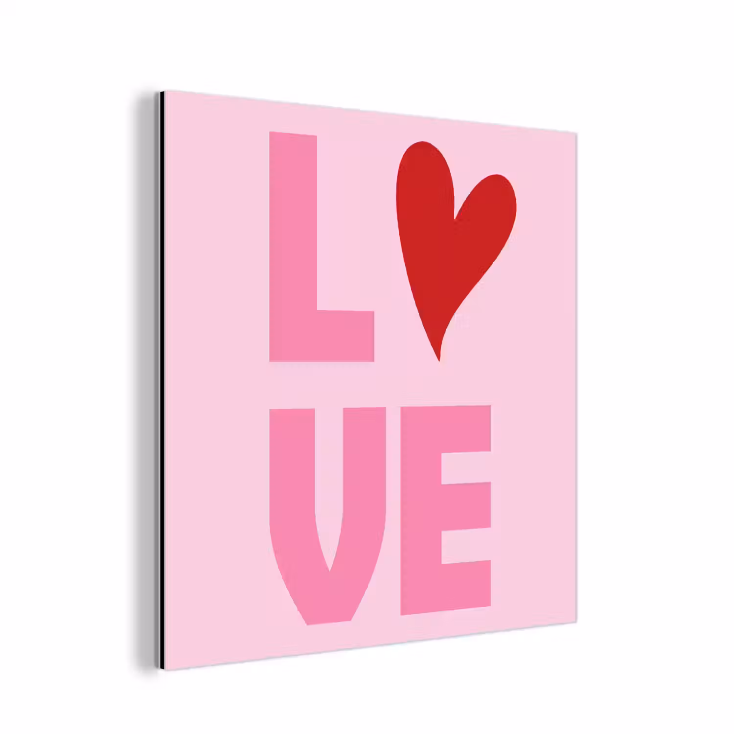 Love - Roze - Hart - Valentijn aluminium wit klein -3d