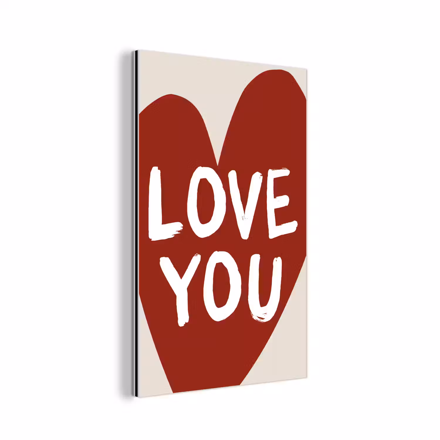 Loveyou - Hart - Rood aluminium wit klein -3d