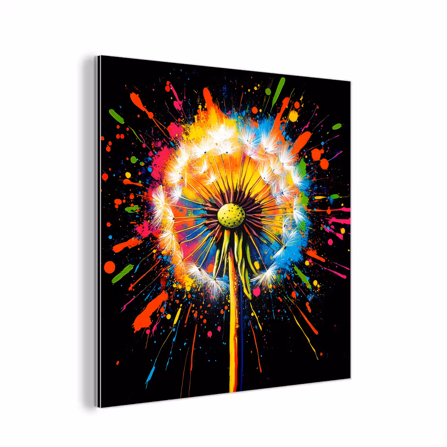 Paardenbloem - Graffiti - Kleurrijk - Bloemen - Natuur aluminium wit klein -3d
