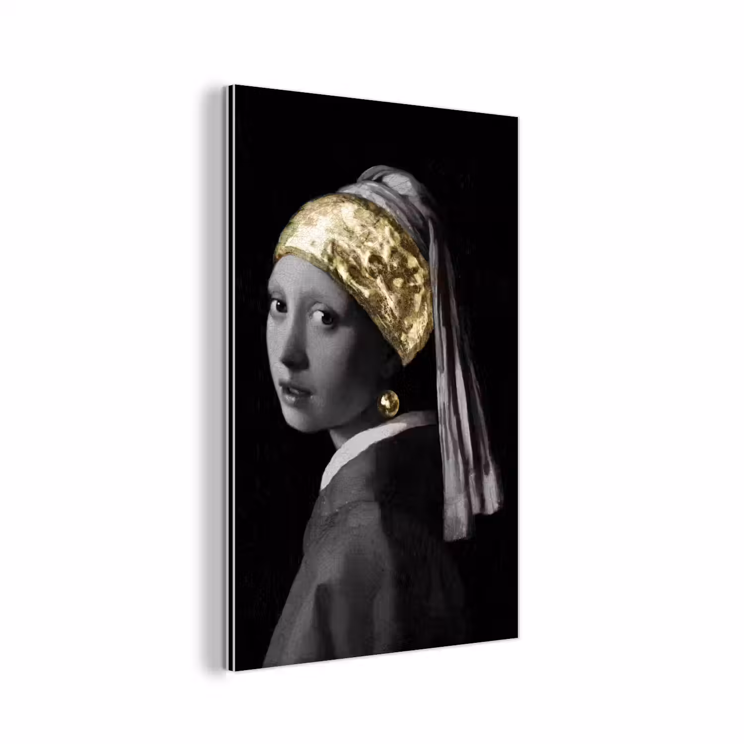 Meisje met de parel - Johannes Vermeer - Goud aluminium wit klein -3d