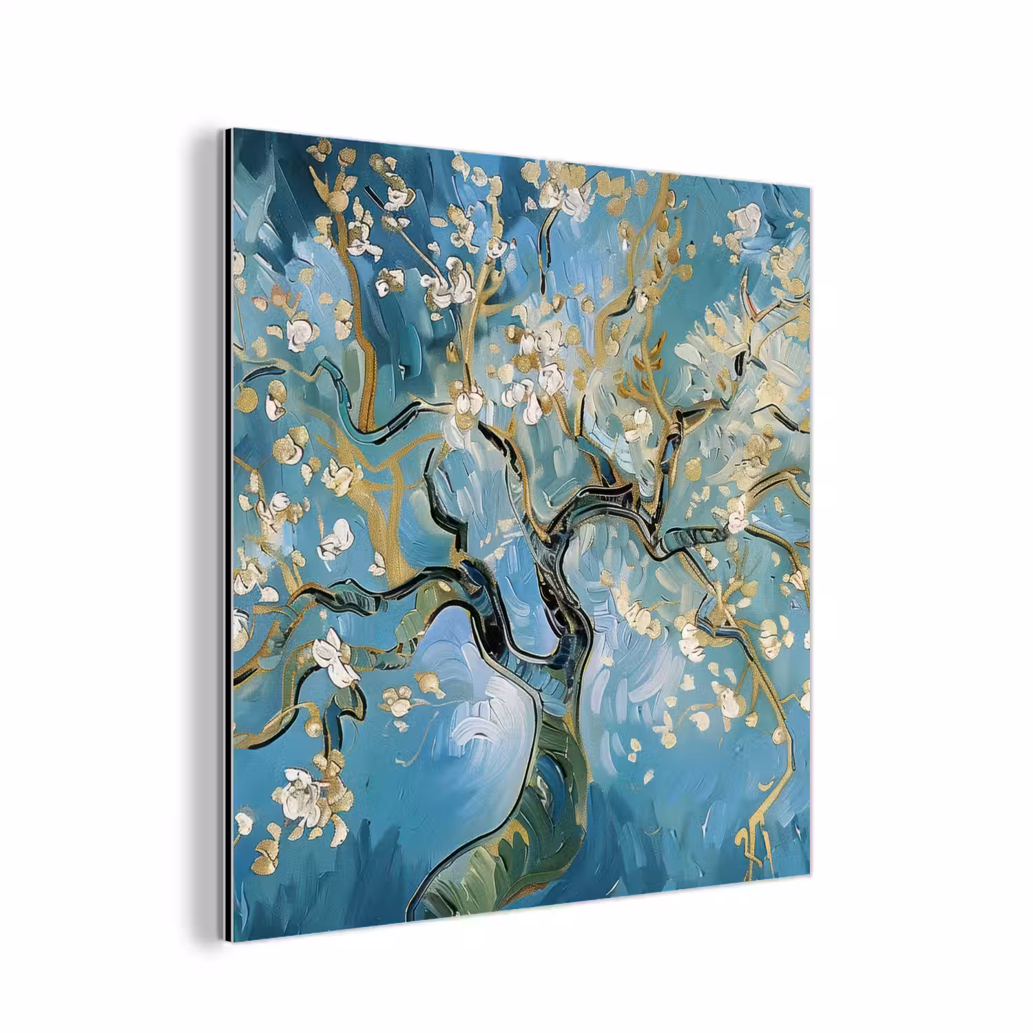 Amandelbloesem boom - Blauw - Abstract aluminium wit klein -3d