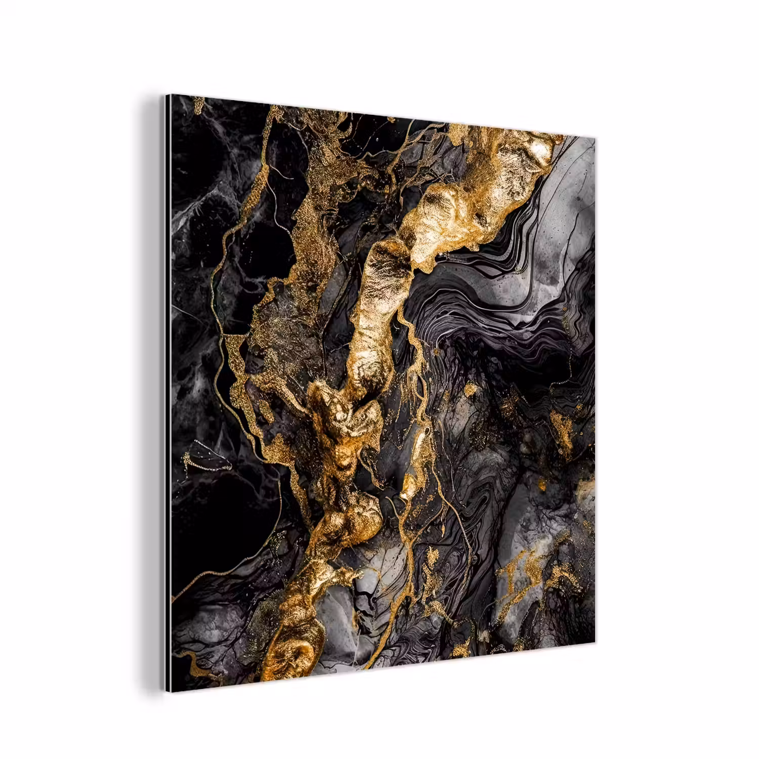 Marmer - Zwart - Goud - Abstract aluminium wit klein -3d