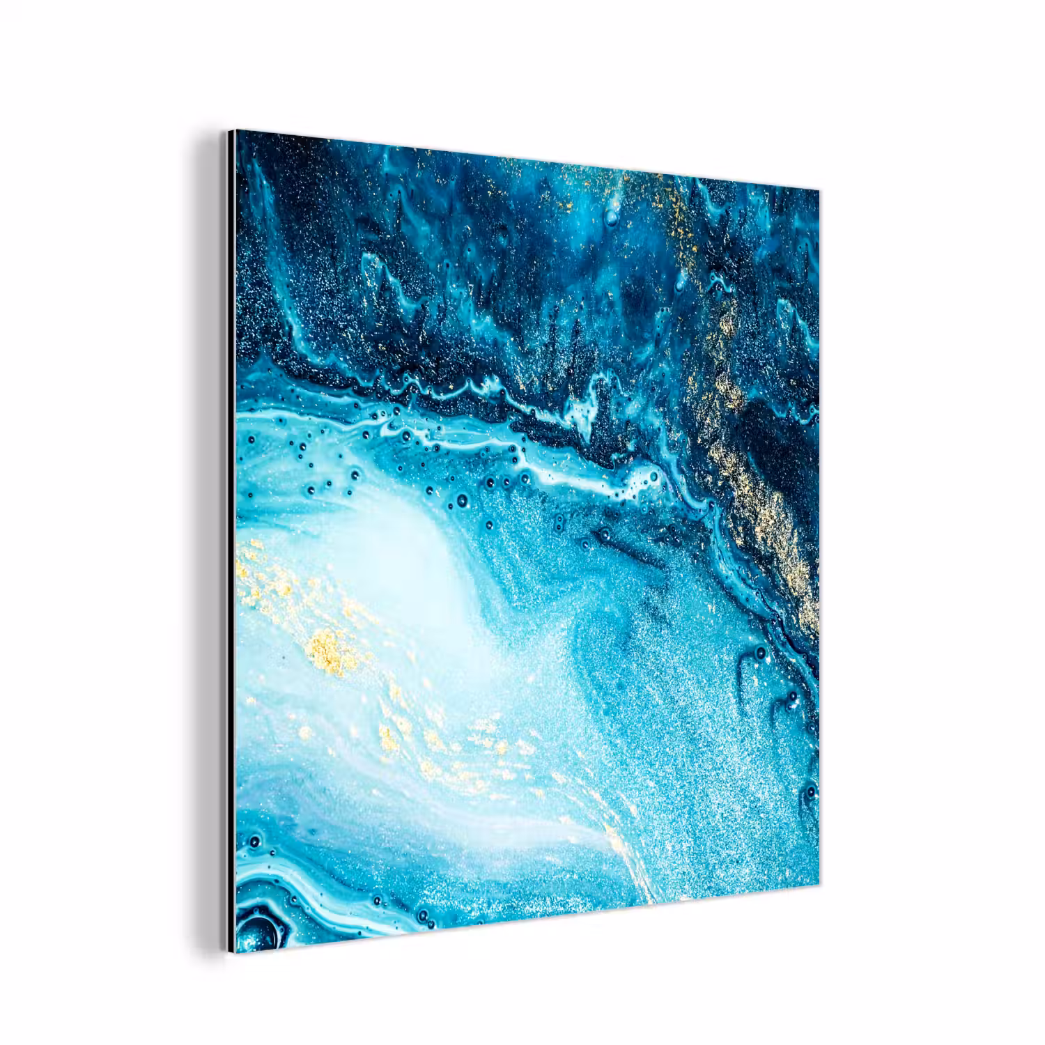 Marmerlook - Blauw - Goud - Luxe - Glitter - Marmer aluminium wit klein -3d