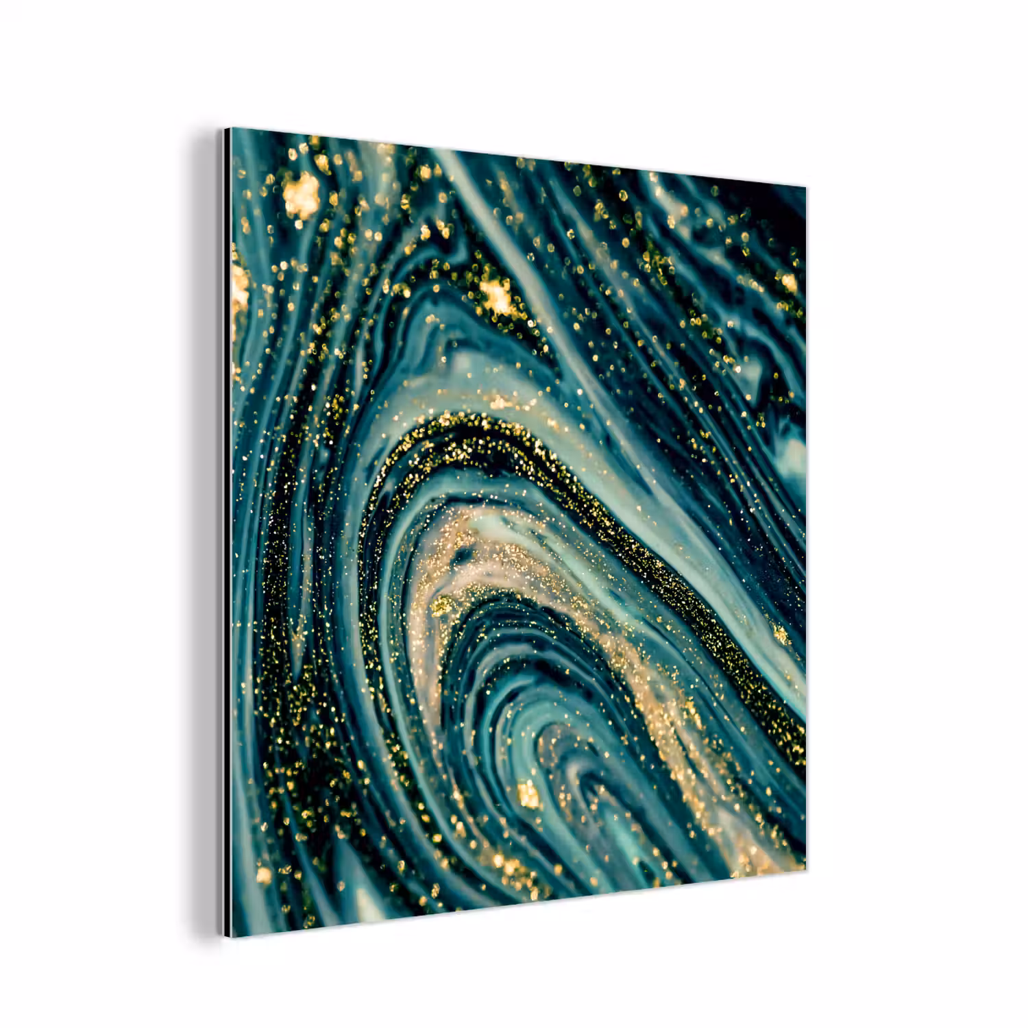 Marmerlook - Luxe - Goud - Turquoise - Glitter aluminium wit klein -3d