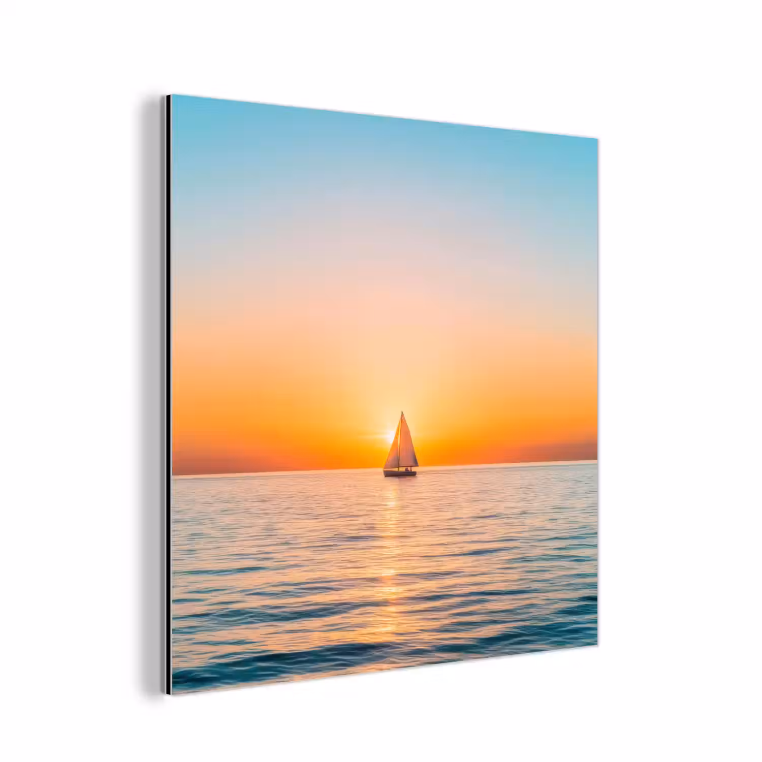 Zee - Zeilboot - Zonsondergang aluminium wit klein -3d