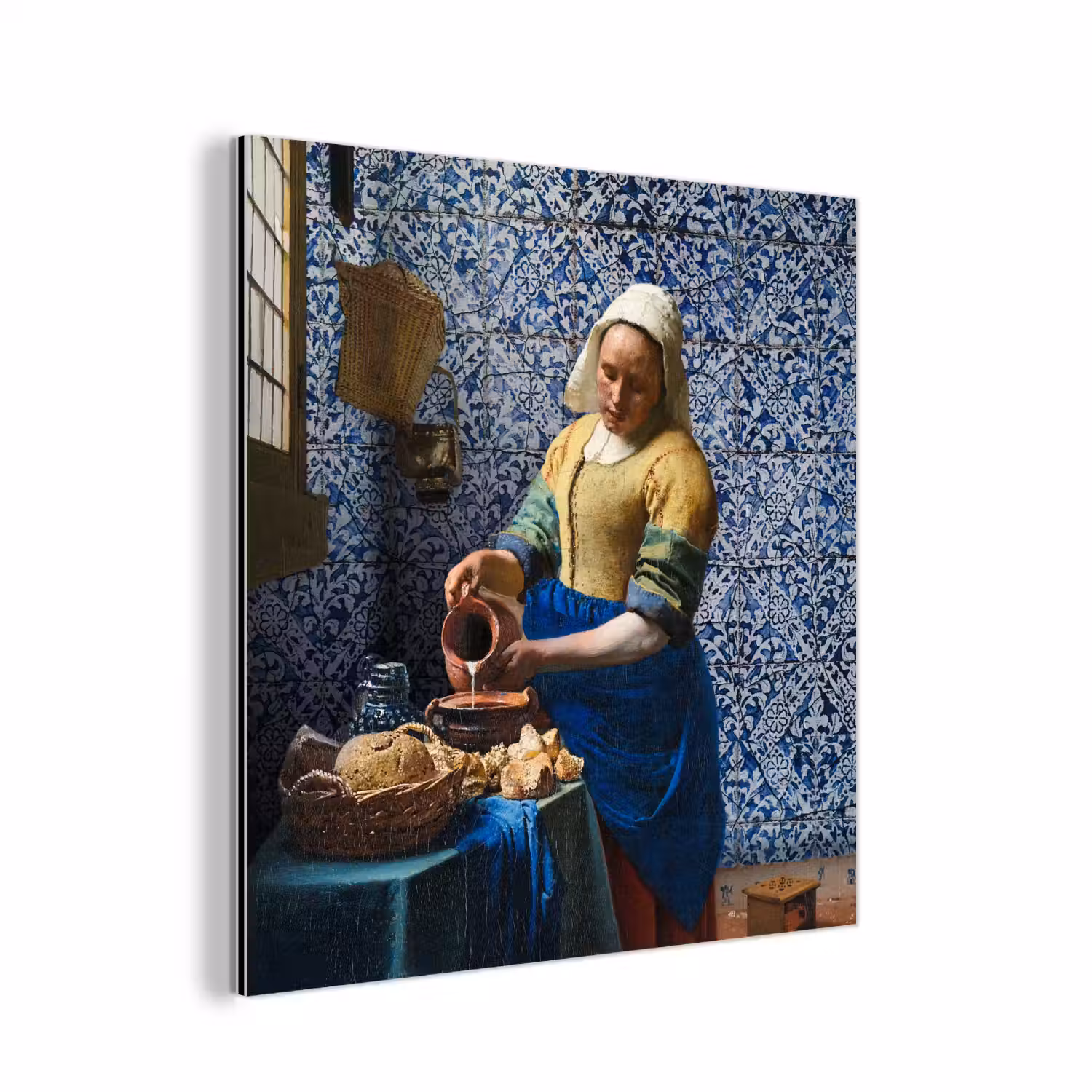 Melkmeisje - Delfts Blauw - Vermeer - Schilderij - Oude meesters aluminium wit klein -3d