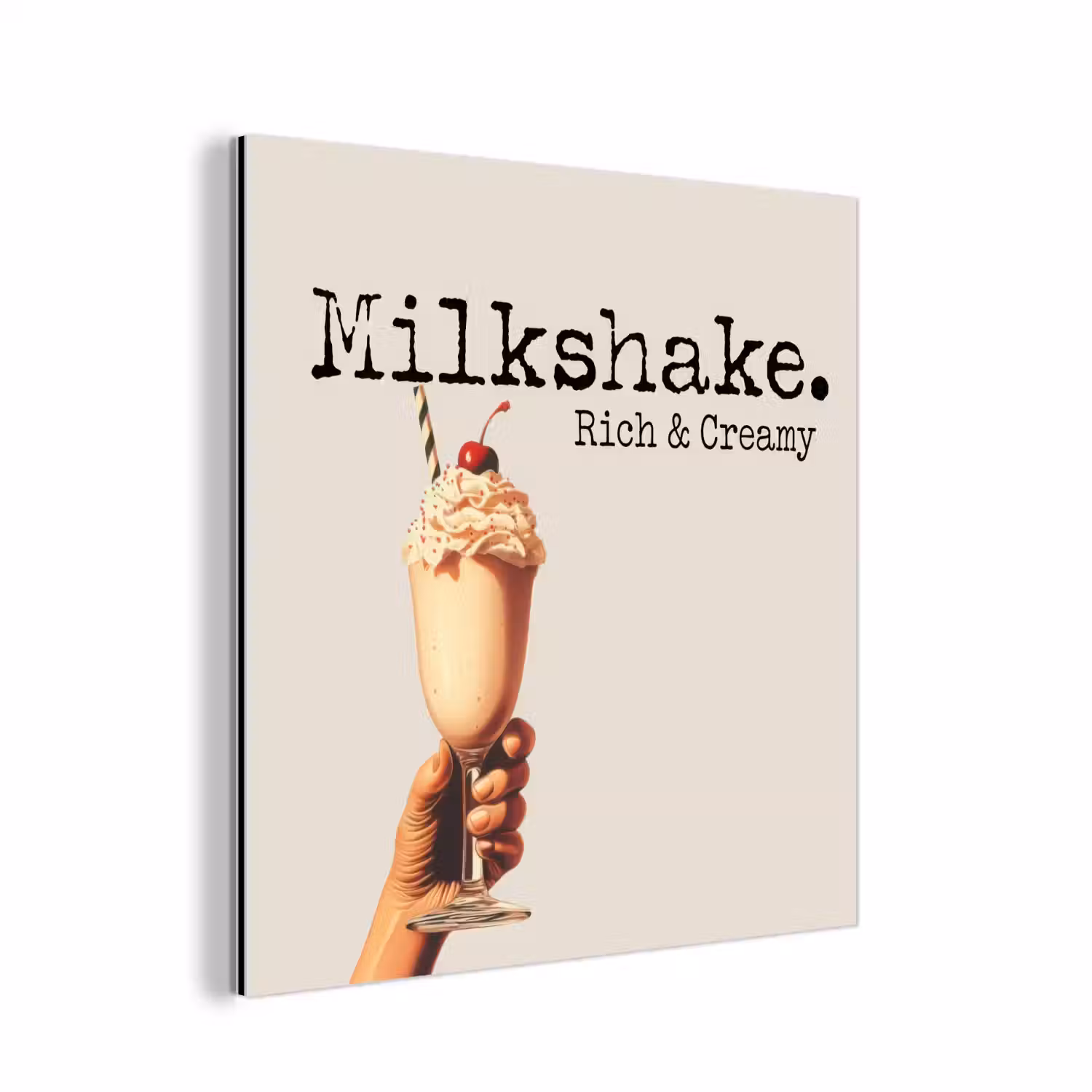 Milkshake - Kers - Rietje aluminium wit klein -3d