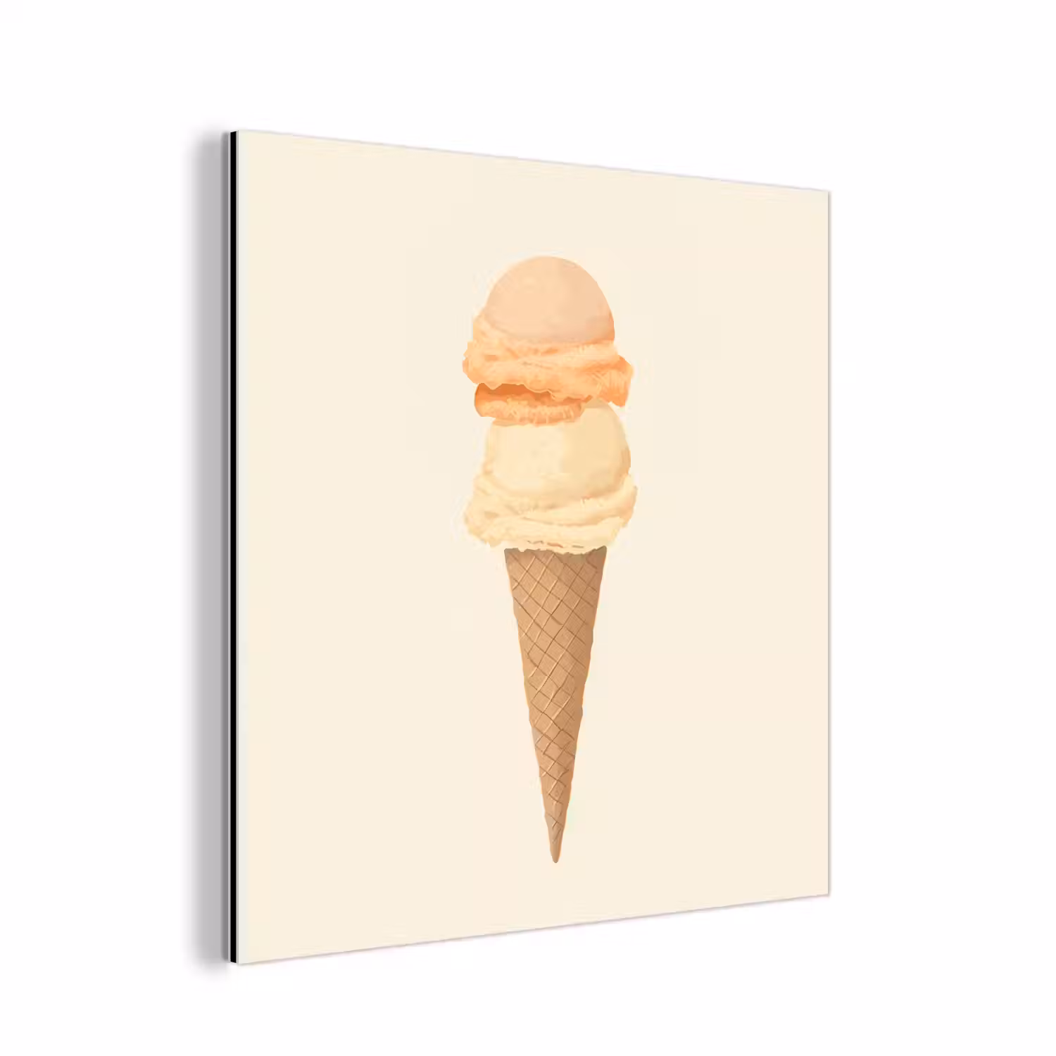 Minimalistisch - Schepijs - Hoorntje - Beige aluminium wit klein -3d