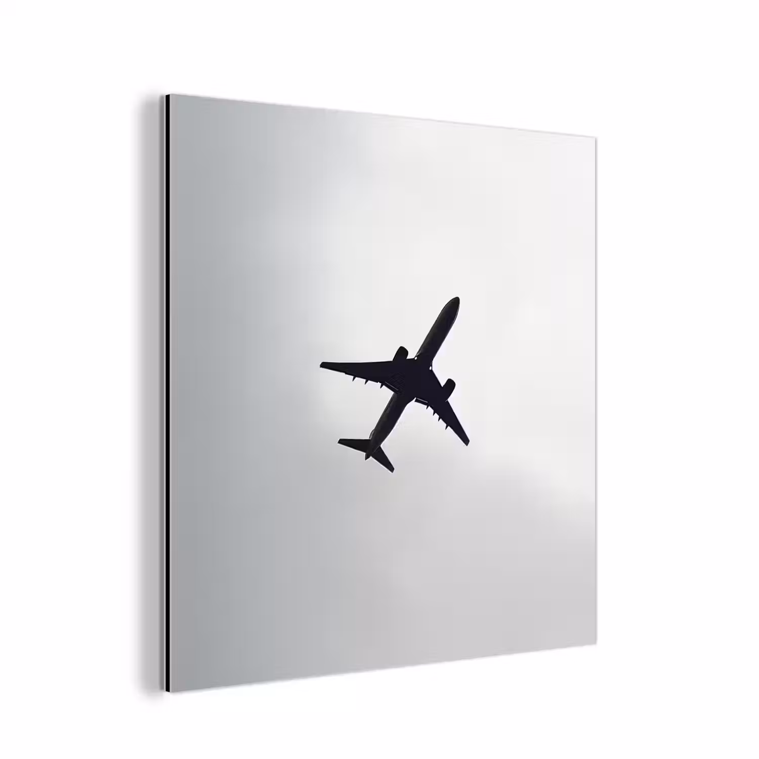 Minimalistisch - Silhouet - Zwart - Vliegtuig aluminium wit klein -3d
