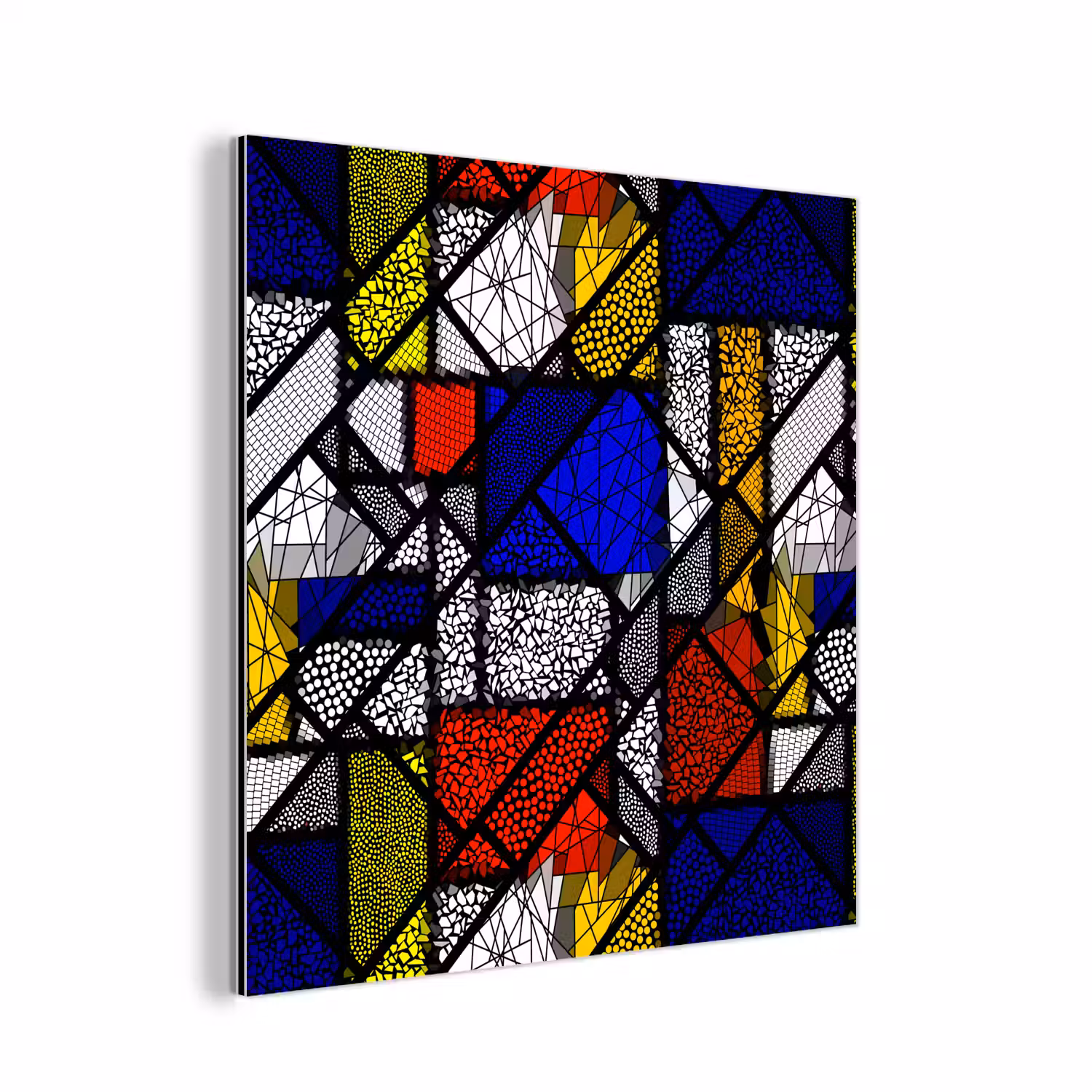Mondriaan - Glas in lood - Oude Meesters - Kunstwerk - Abstract - Schilderij aluminium wit klein -3d