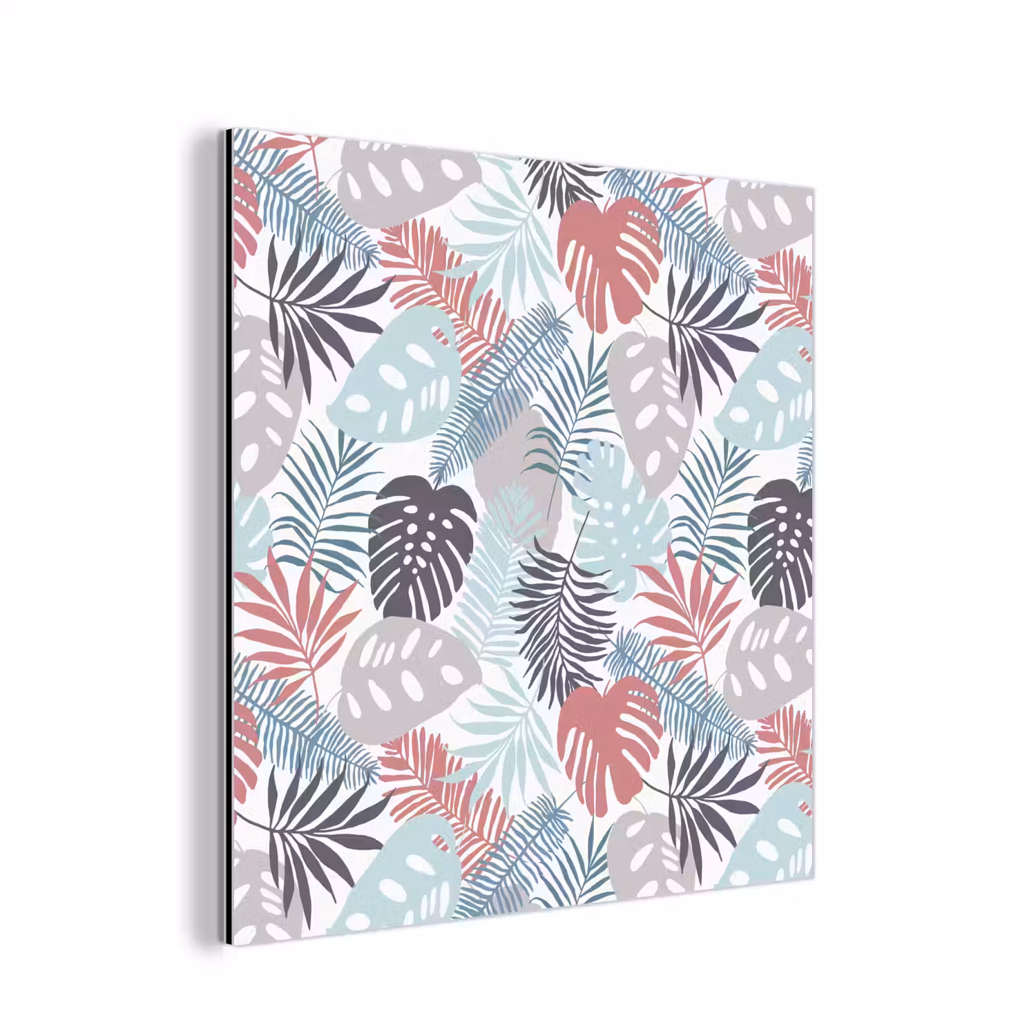 Monstera - Pastel - Bladeren - Tropical aluminium wit klein -3d