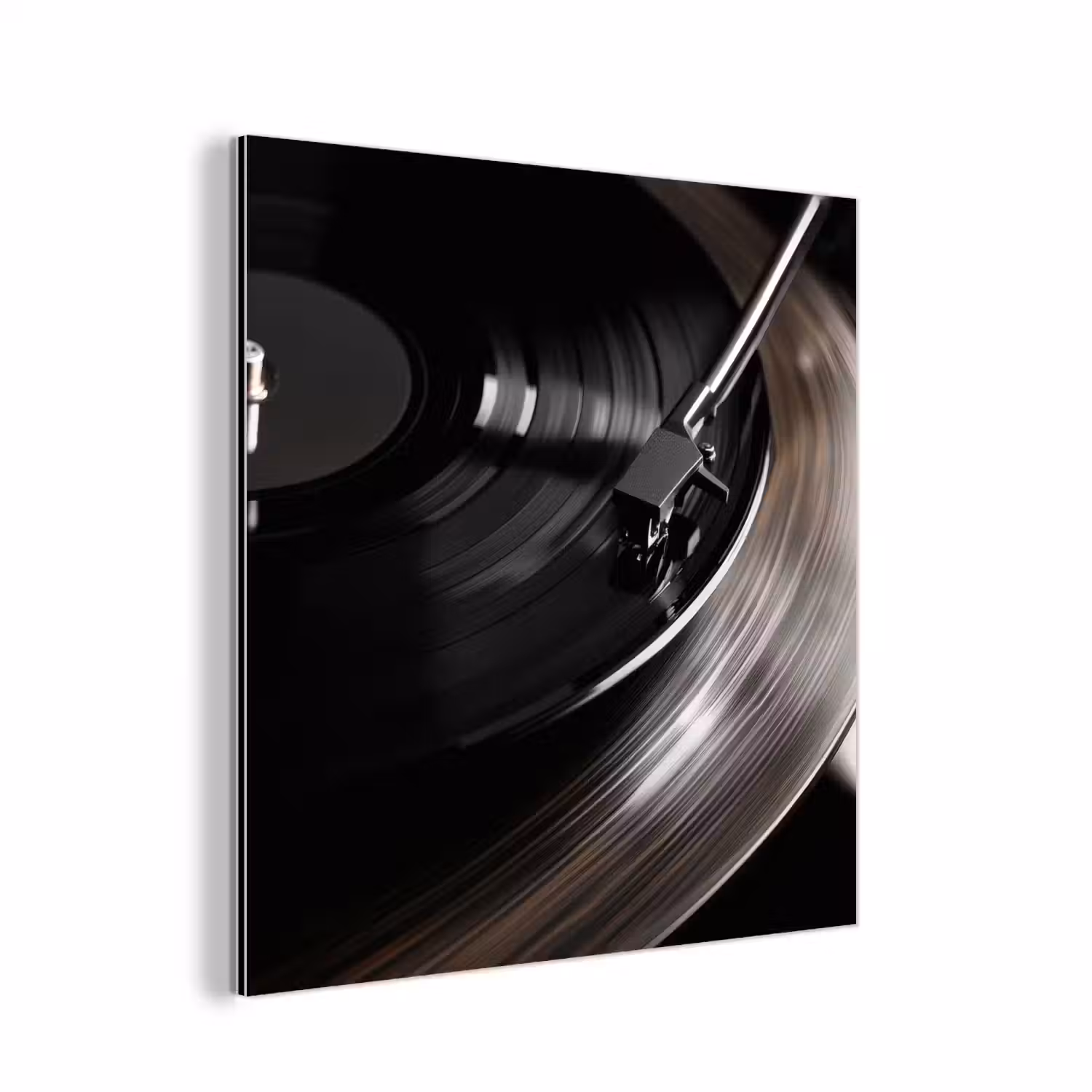 Close-up - Vinylplaat - Platenspeler - Zwart aluminium wit klein -3d