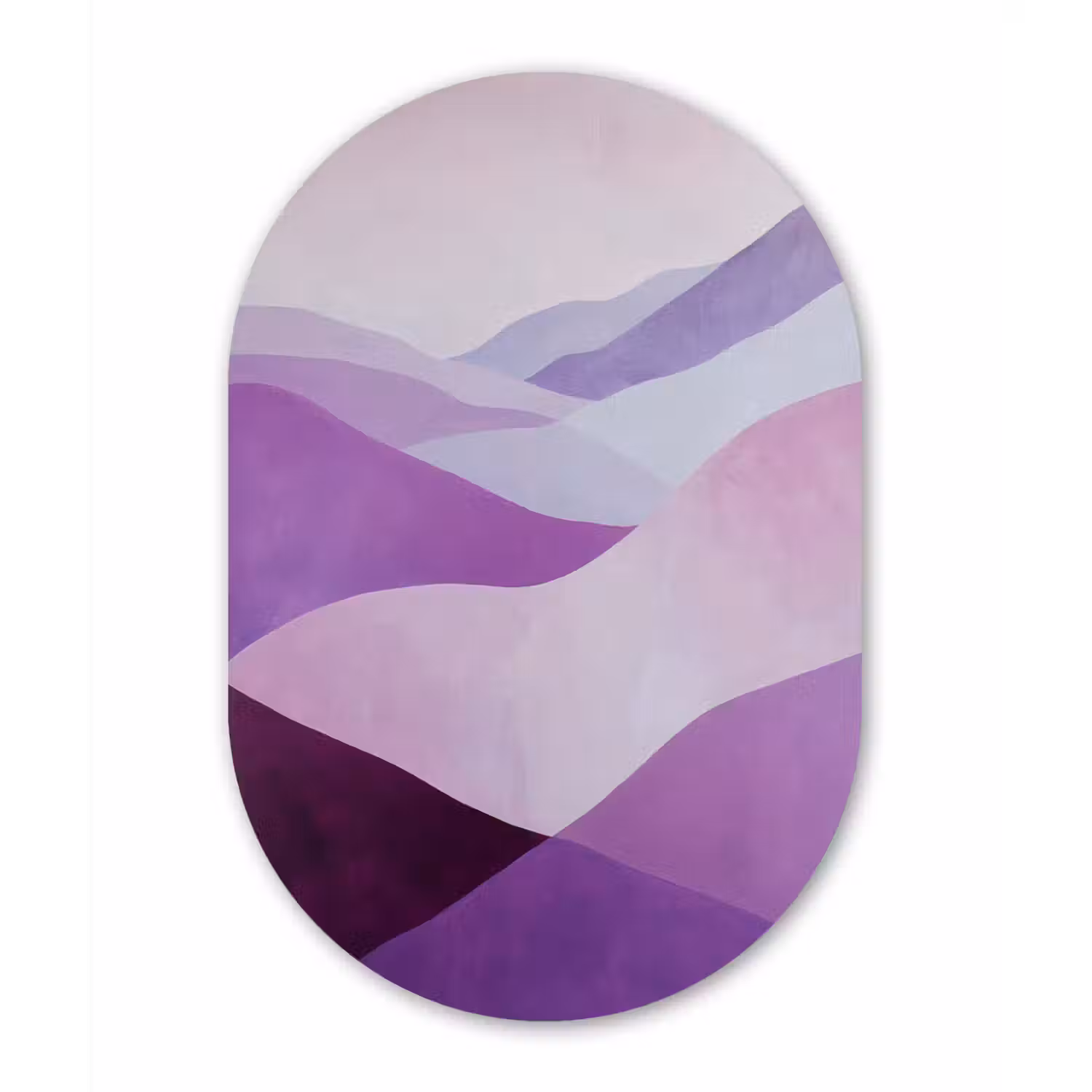 Abstract - Heuvels - Landschap - Paars Wandcirkel Ovaal Aluminium middel -3d