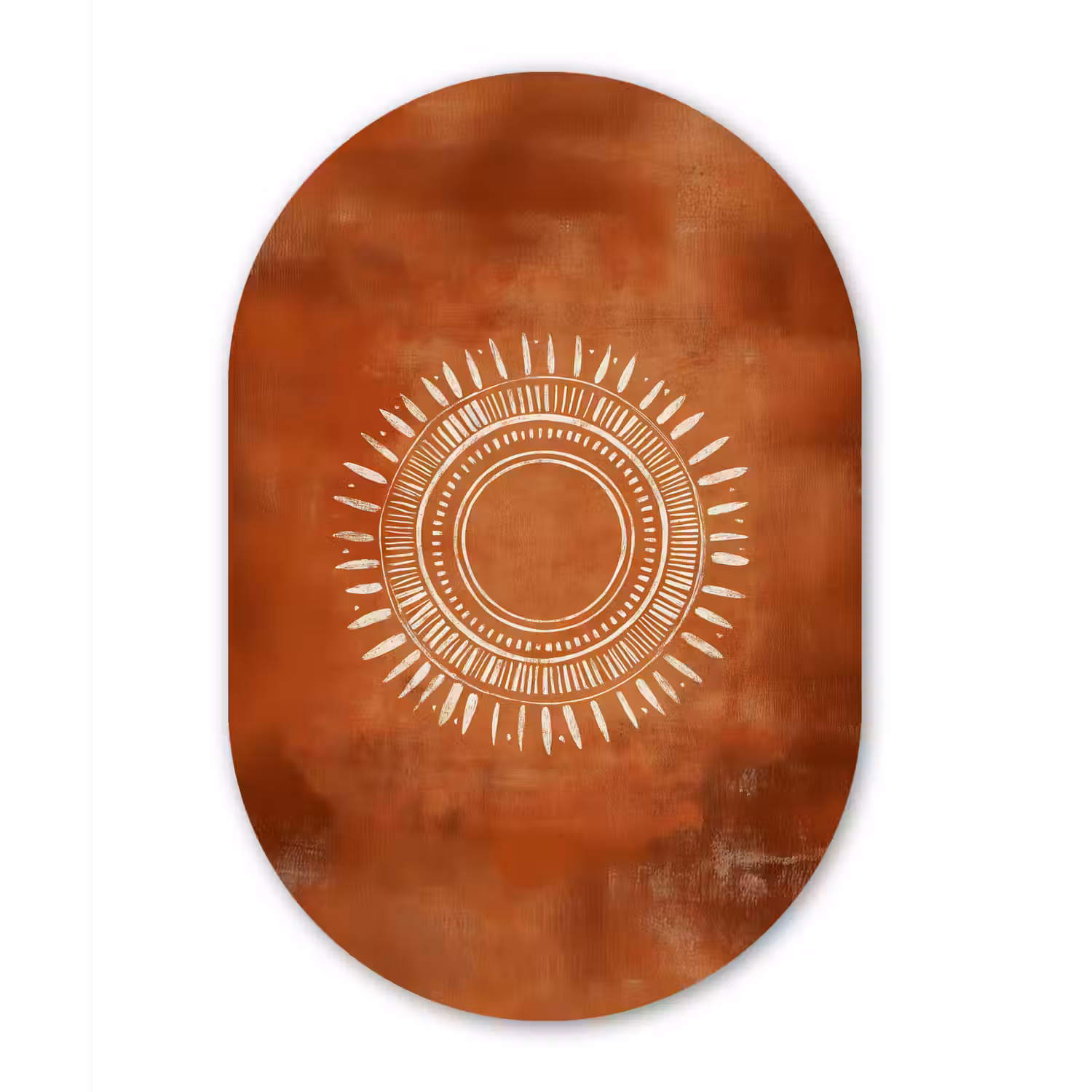 Abstract - Lijnen - Zonnestralen - Roodbruin Wandcirkel Ovaal Aluminium middel -3d