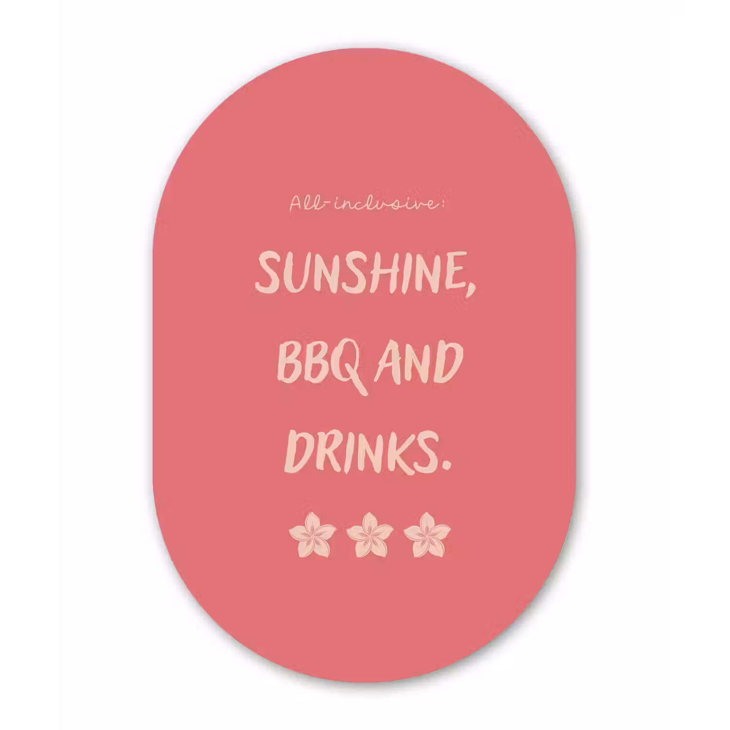 BBQ - Quote - Roze - Zomer Wandcirkel Ovaal Aluminium middel -3d
