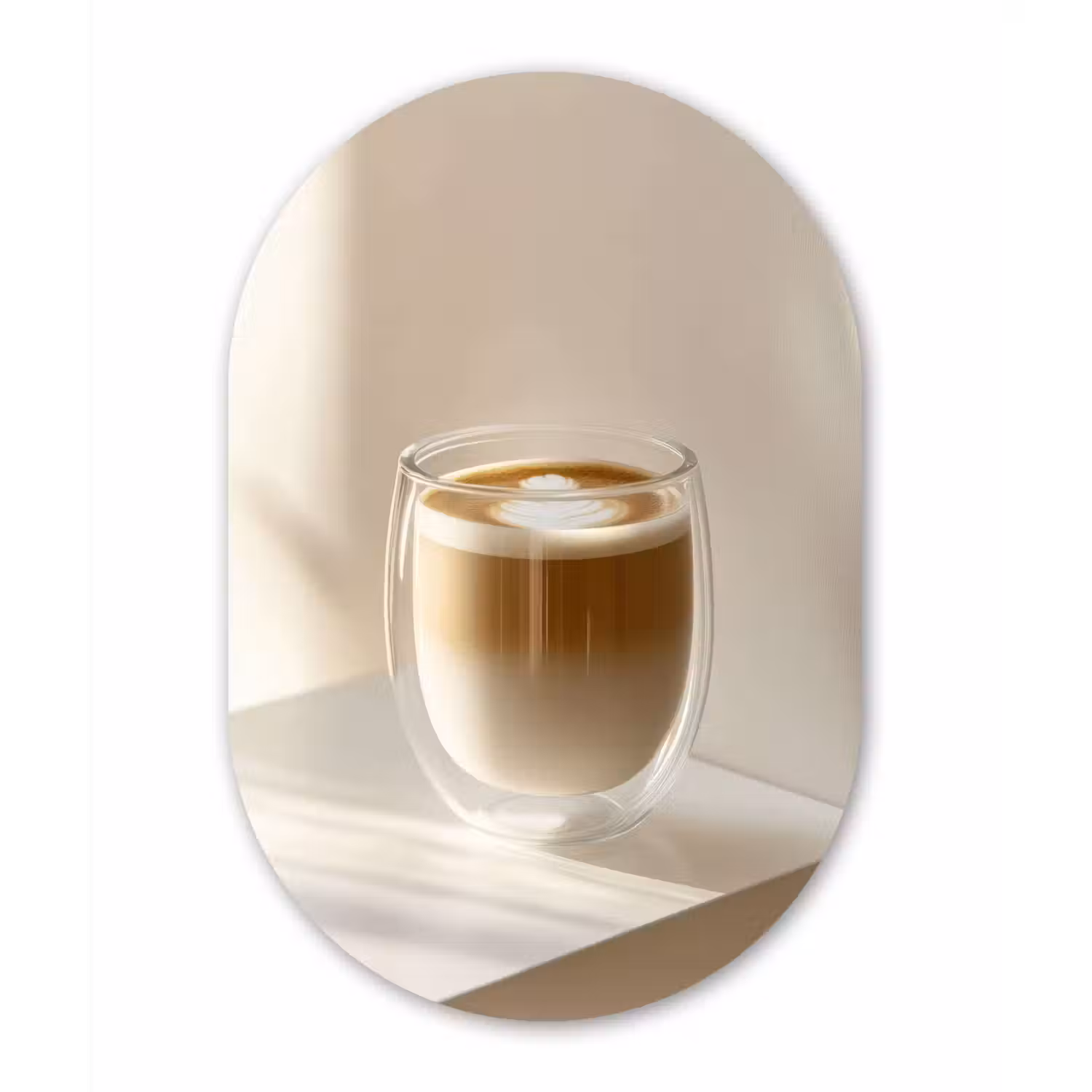 Mok - Latte - Minimalistisch - Schaduw Wandcirkel Ovaal Aluminium middel -3d