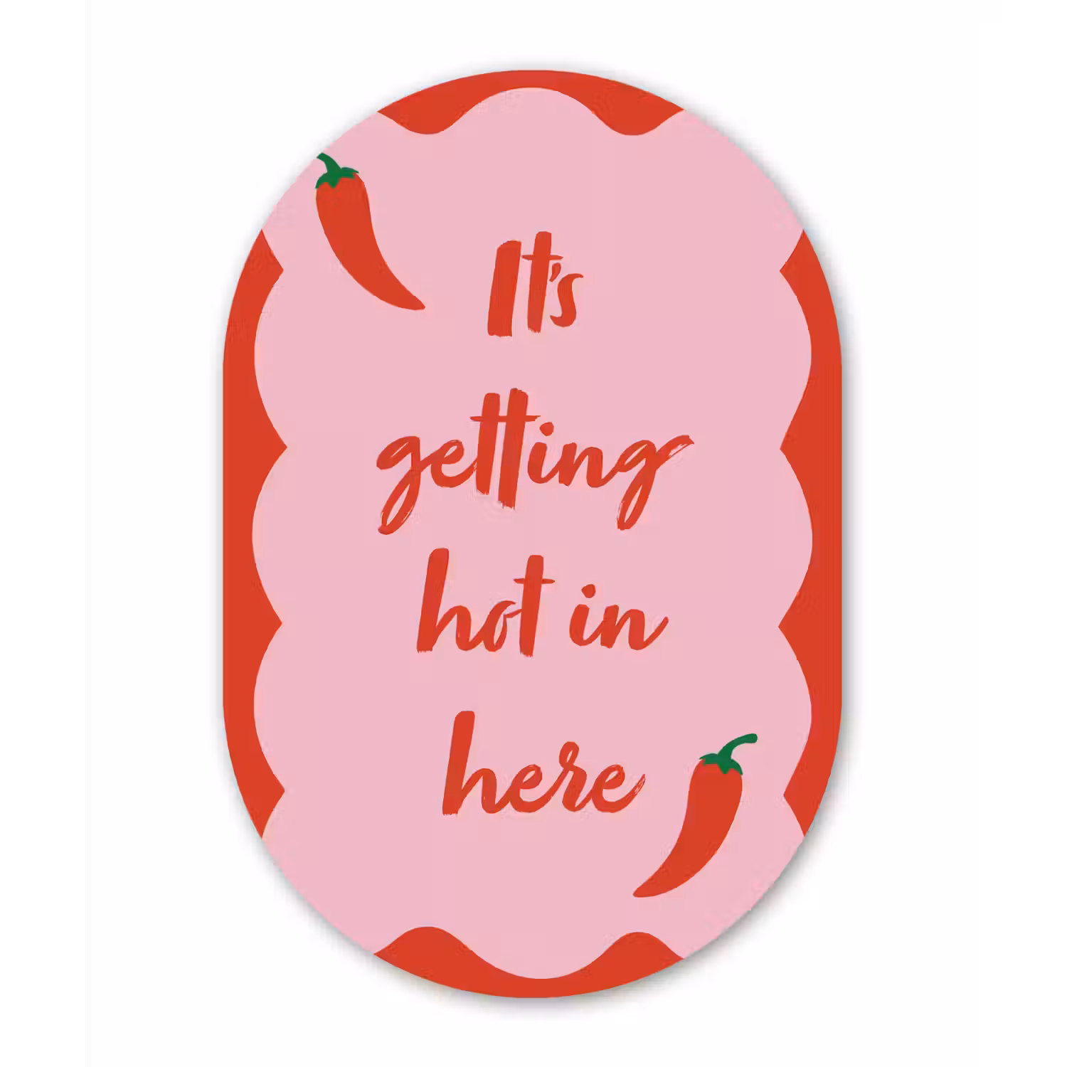 Chilipeper - Red - Hot - Quotes Wandcirkel Ovaal Aluminium middel -3d