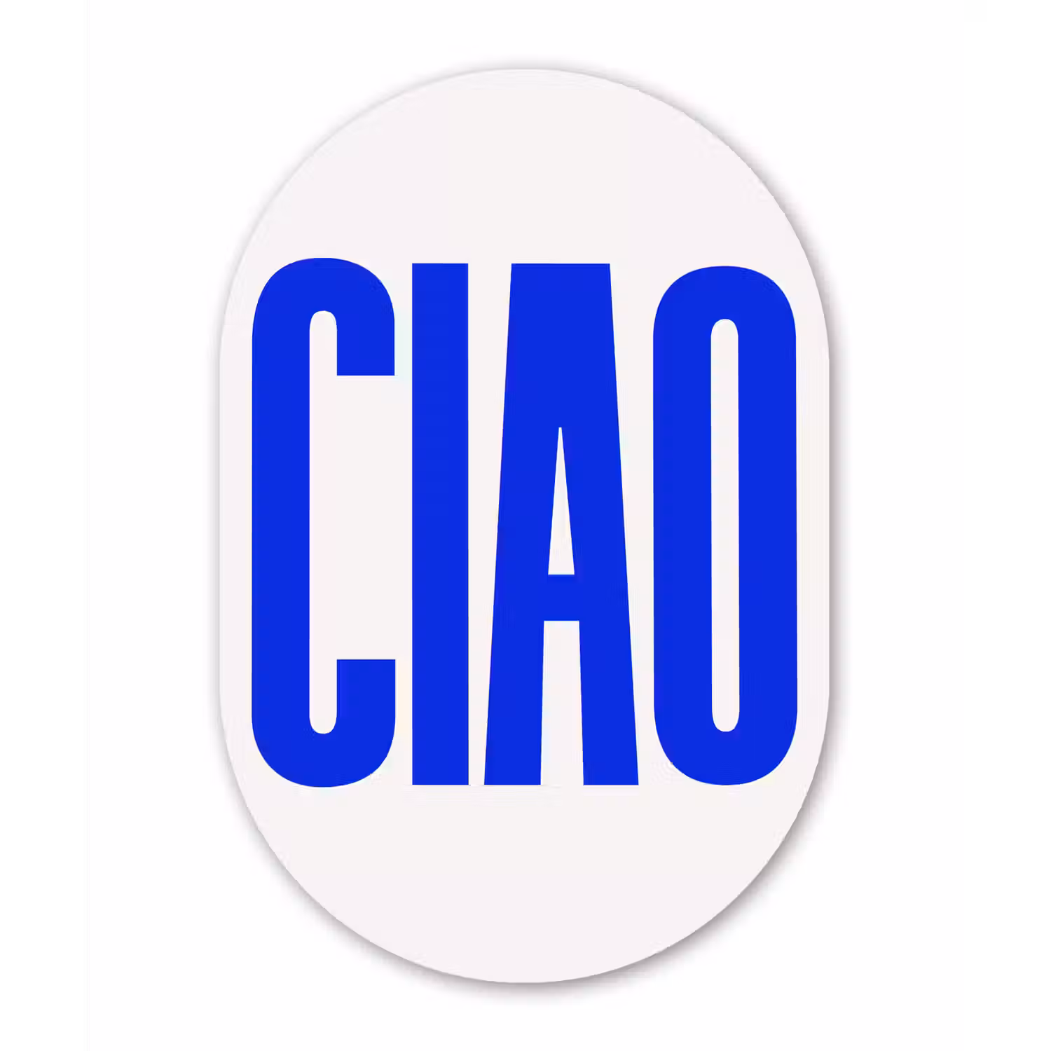 Ciao - Hoofdletters - Blauw - Minimalistisch Wandcirkel Ovaal Aluminium middel -3d