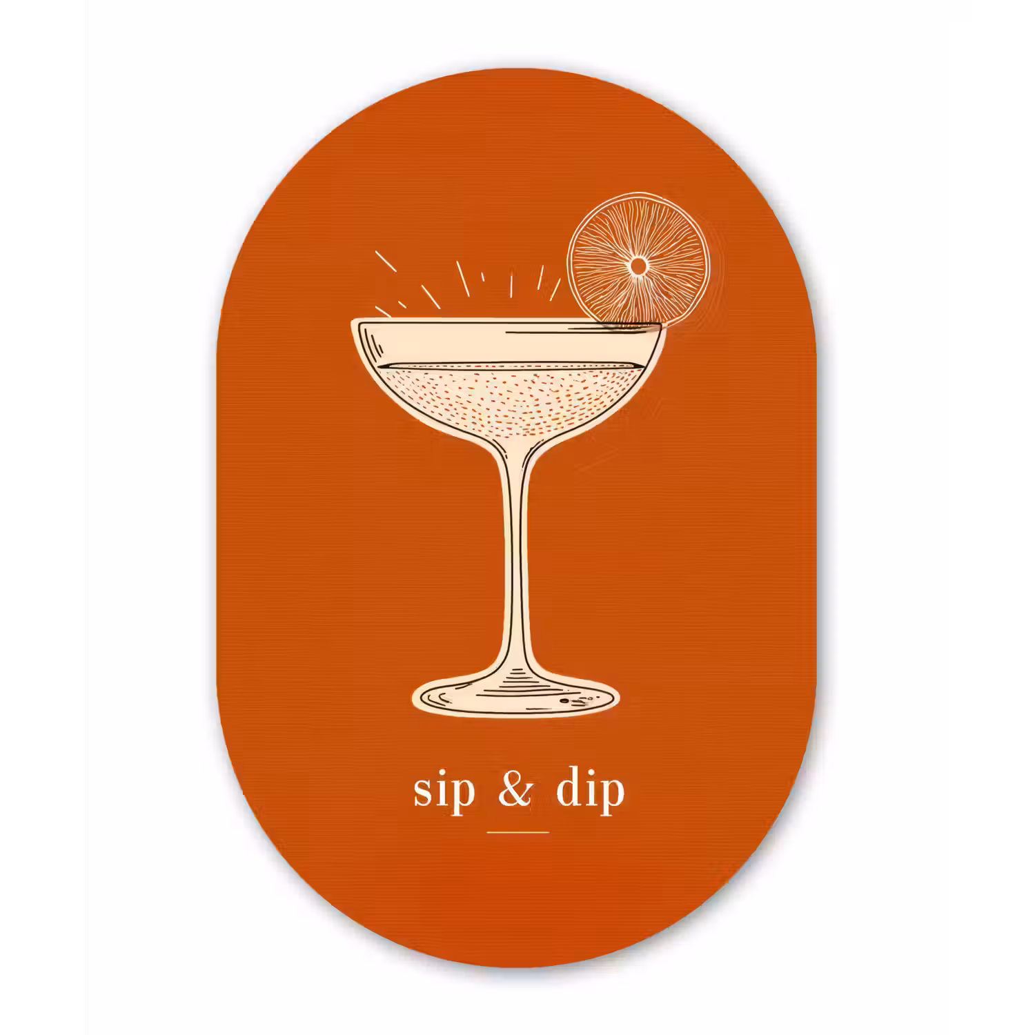 Cocktail - Oranje - Zomer - Quote Wandcirkel Ovaal Aluminium middel -3d
