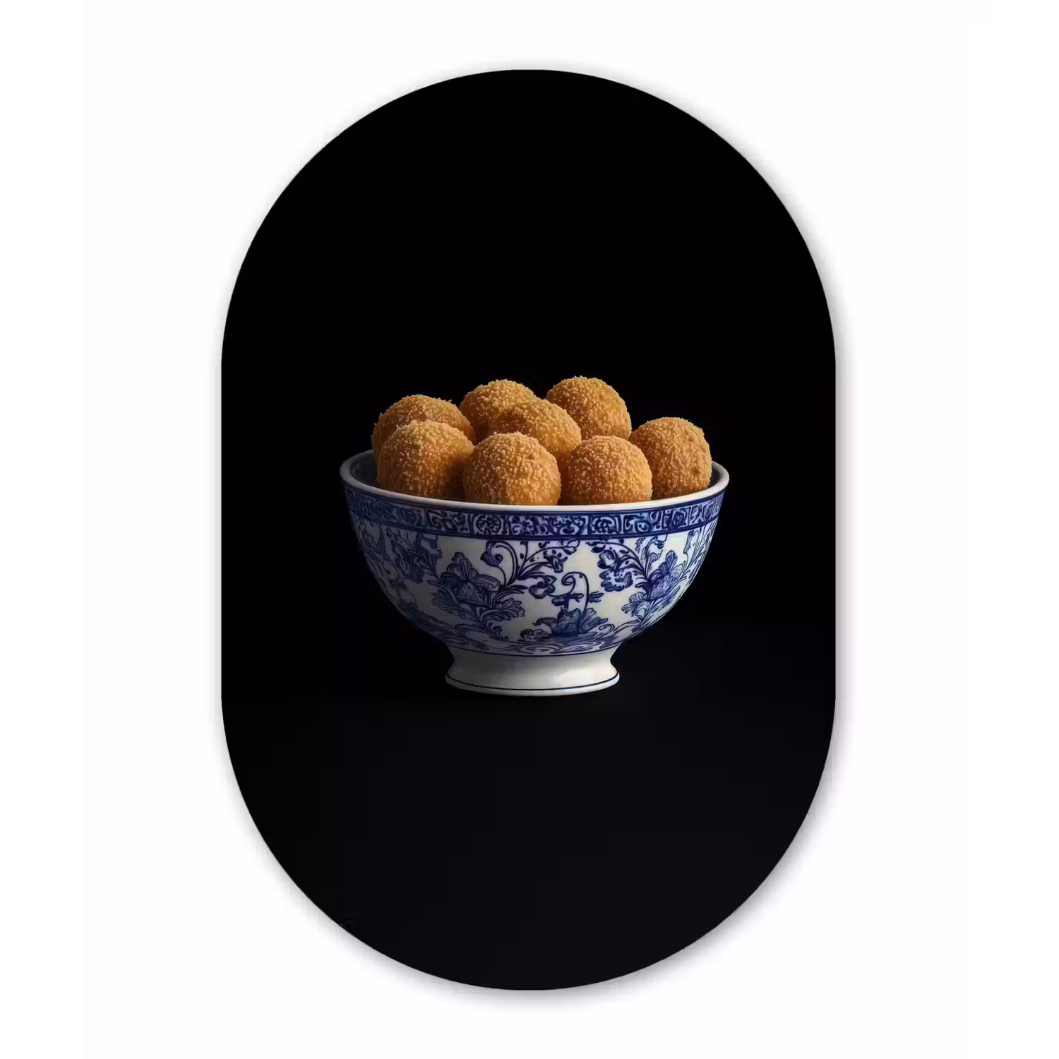Delfts blauw - Bitterballen - Holland - Schaal Wandcirkel Ovaal Aluminium middel -3d