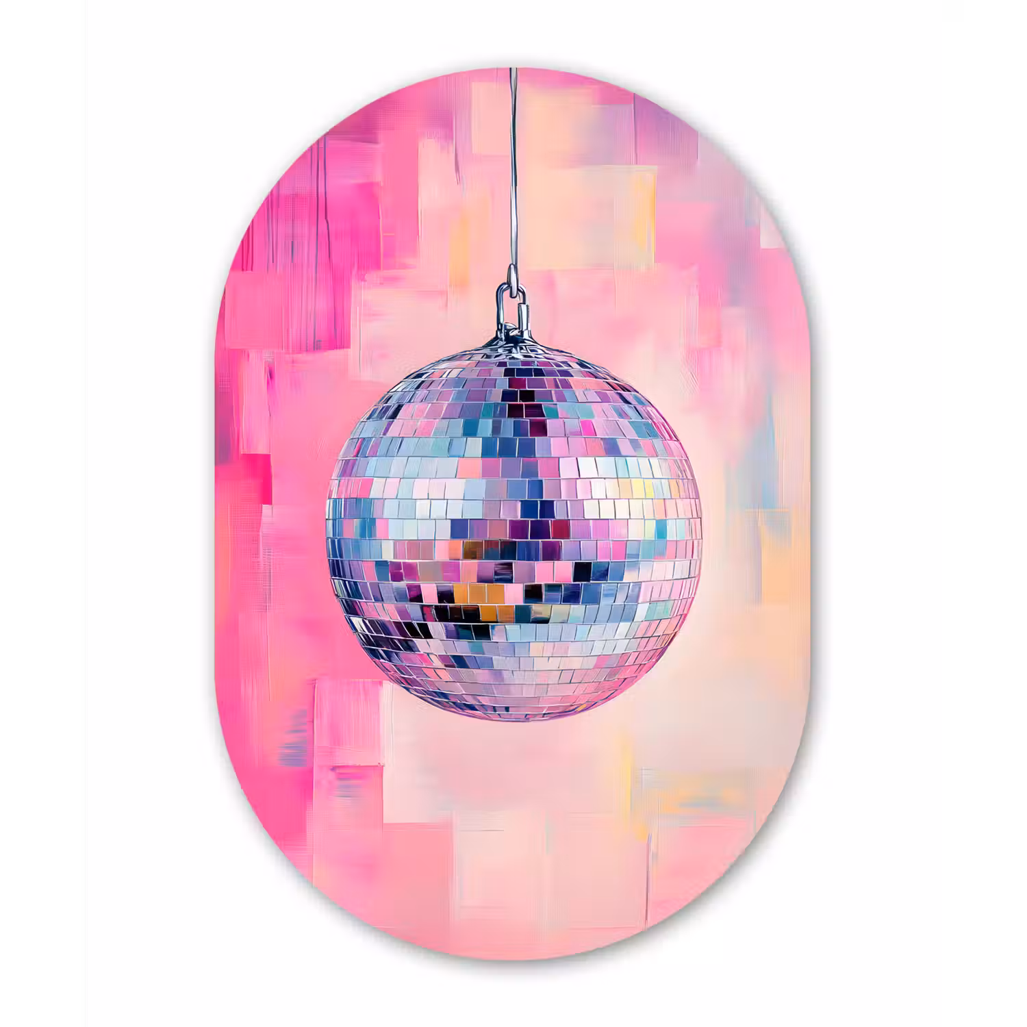 Discobal - Pink - Verf Wandcirkel Ovaal Aluminium middel -3d