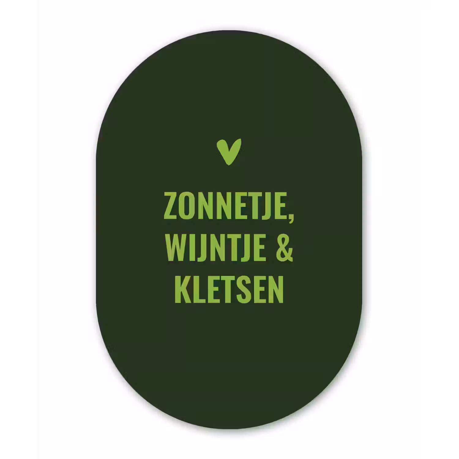 Donkergroen - Quote - Zon - Zomer Wandcirkel Ovaal Aluminium middel -3d