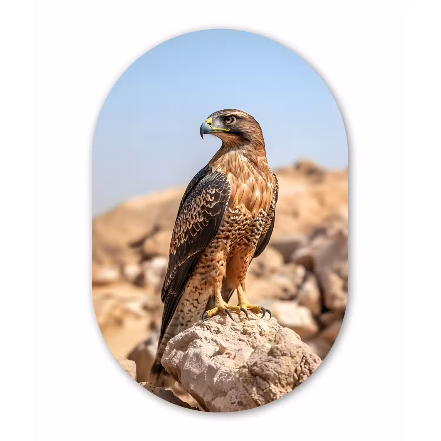 Valk - Vogel - Rots - Macht Wandcirkel Ovaal Aluminium middel -3d
