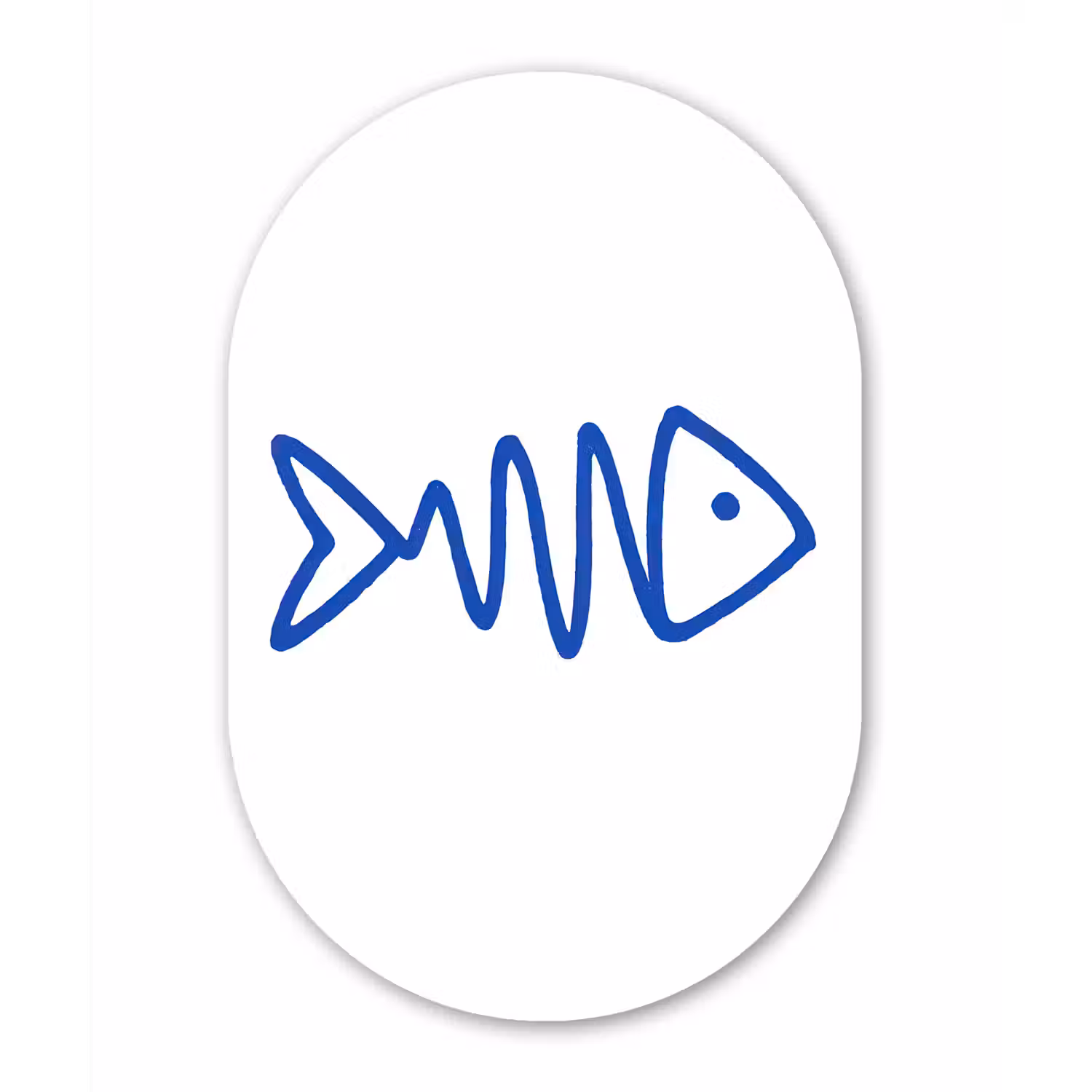 Vis - Minimalistisch - Blauw - Lijn Wandcirkel Ovaal Aluminium middel -3d