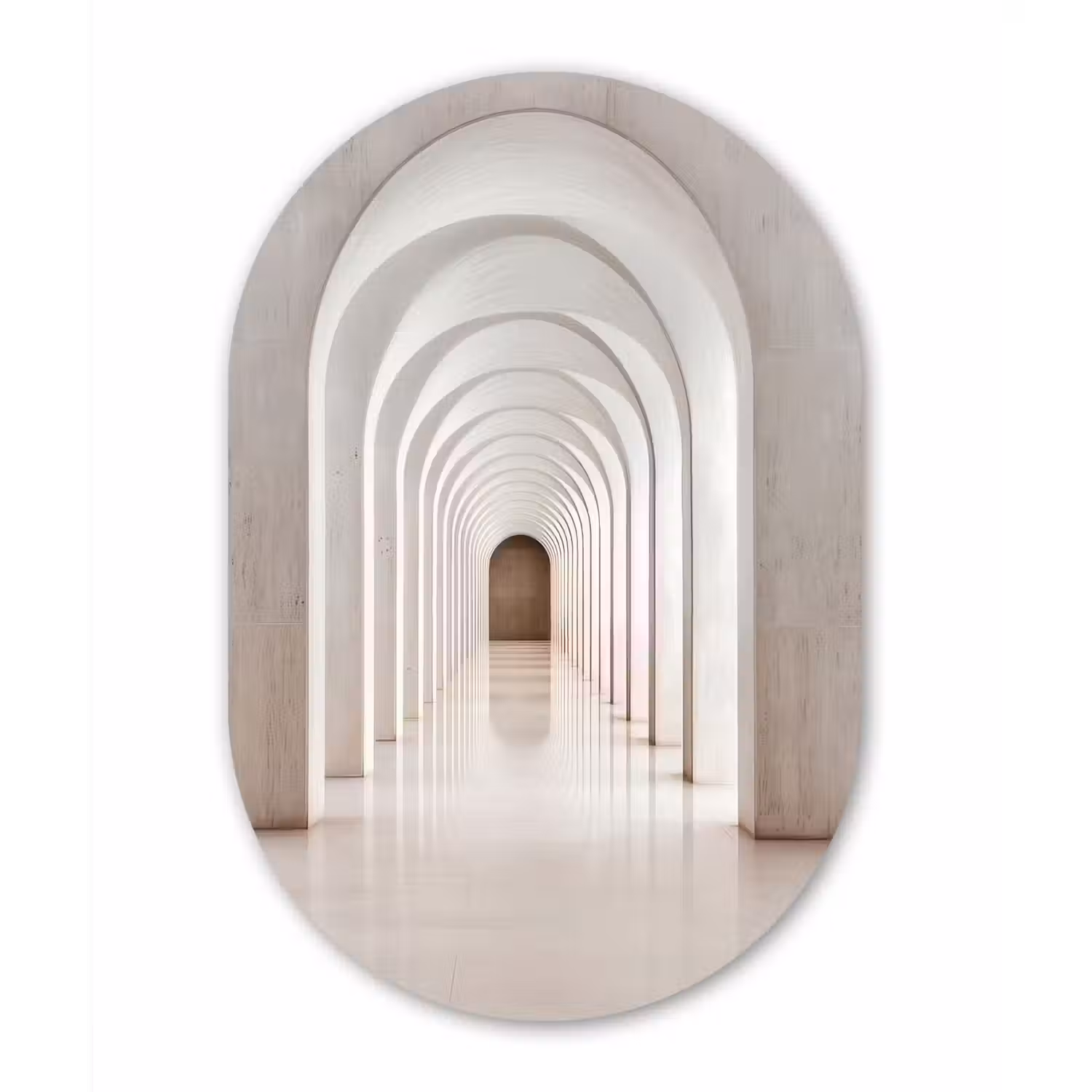 Hal - Bogen - Symmetrisch - Modern Wandcirkel Ovaal Aluminium middel -3d